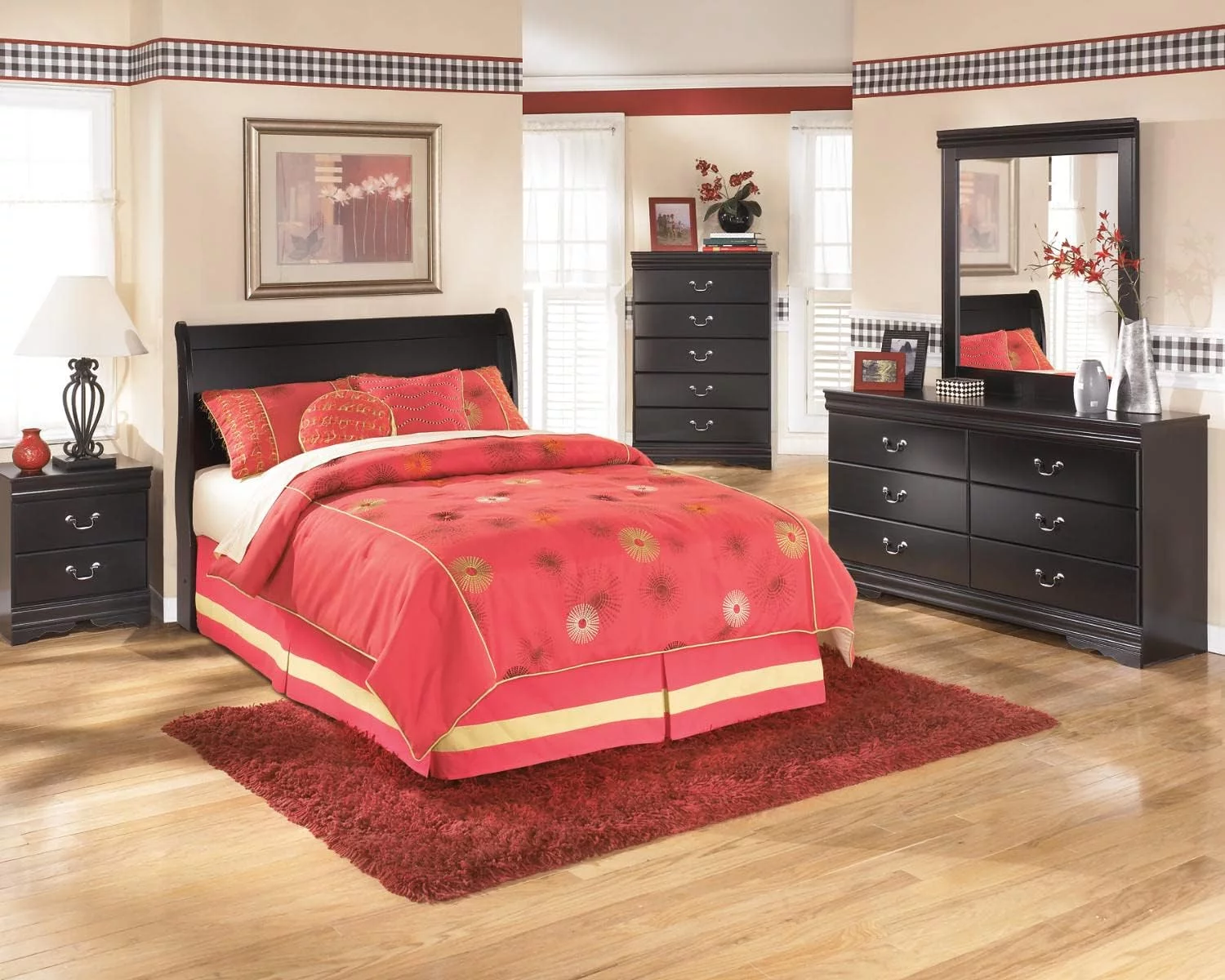 Huey Vineyard Traditional Full Sleigh Headboard , Black
