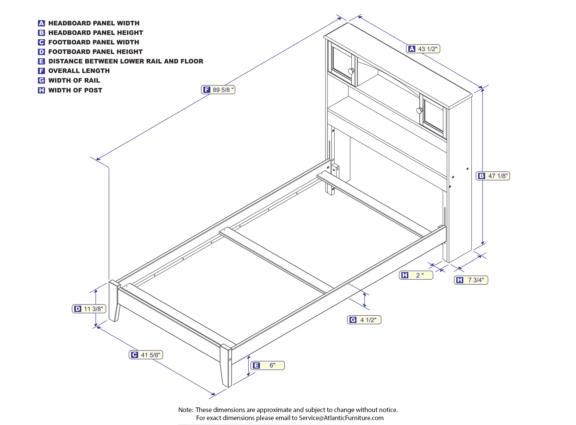 Newport Twin XL Traditional Bed in Walnut