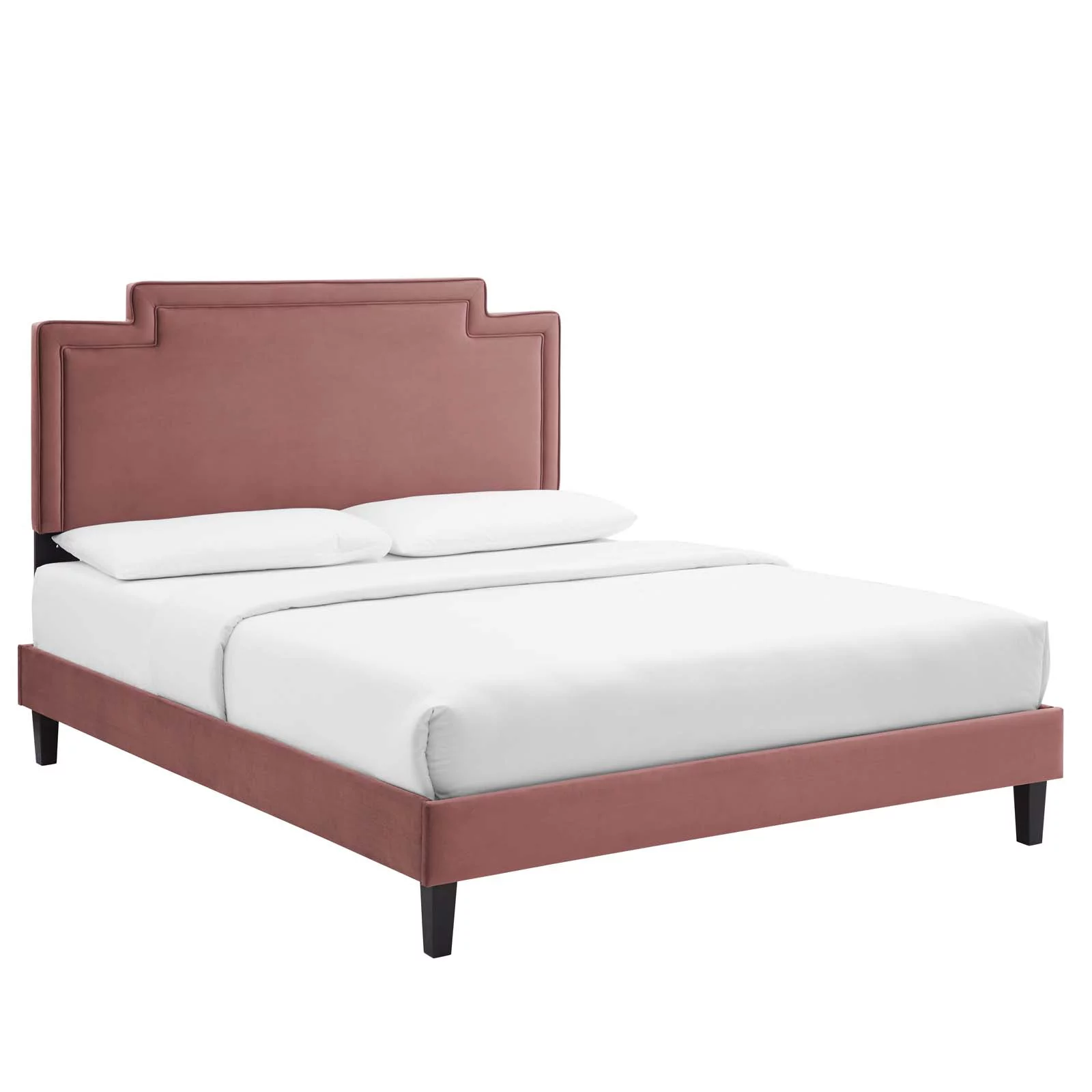 Modway Liva Performance Velvet King Bed in Dusty Rose