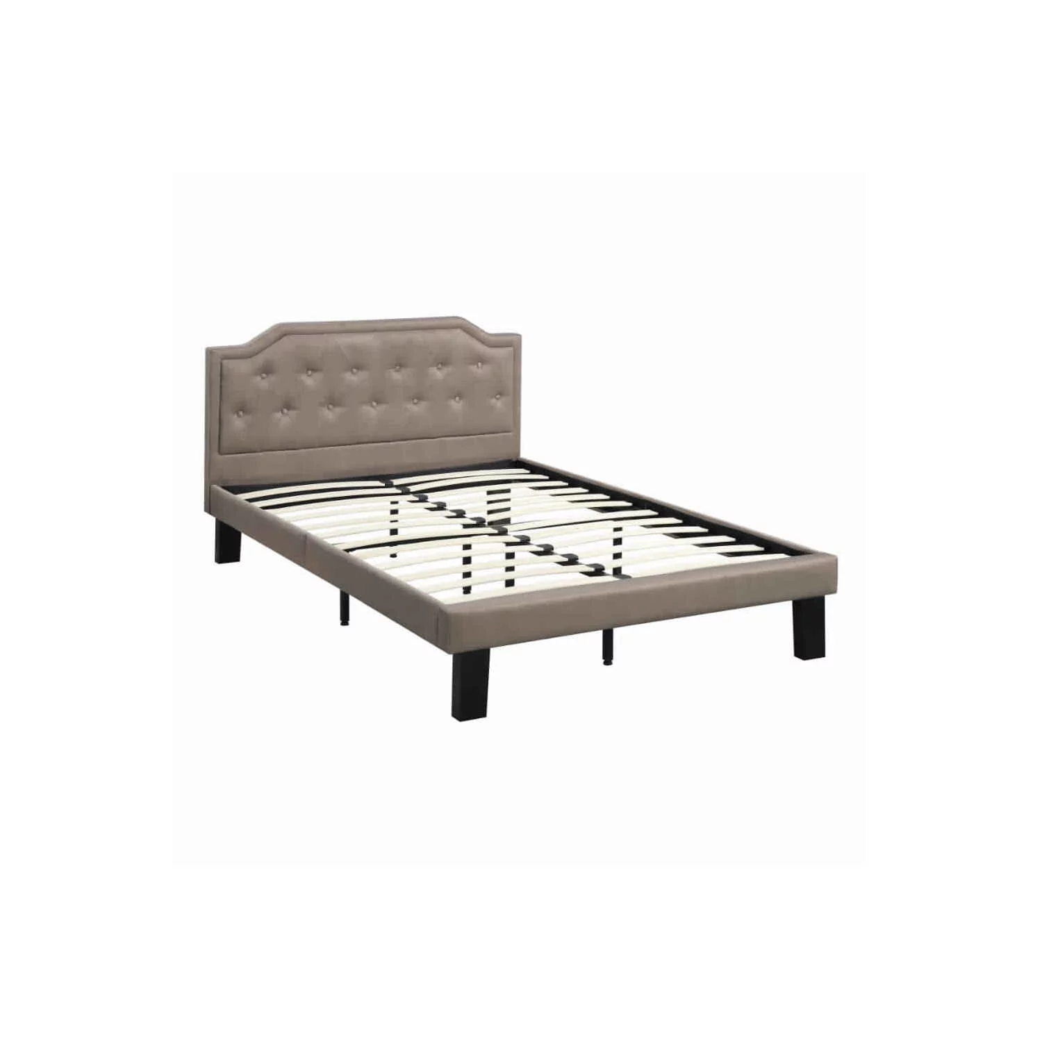BenJara Stunning Upholstered Wooden Twin Bed With Button Tufted Headboard, Tan