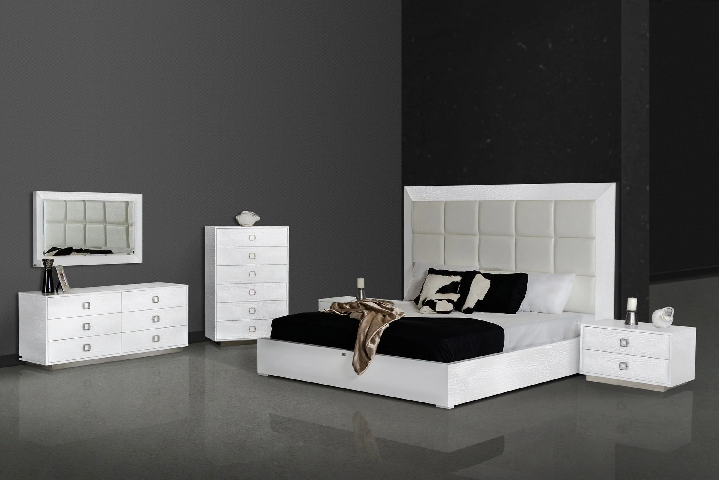 Modrest Victoria 6-Drawer Modern MDF Wood Dresser in White High Gloss