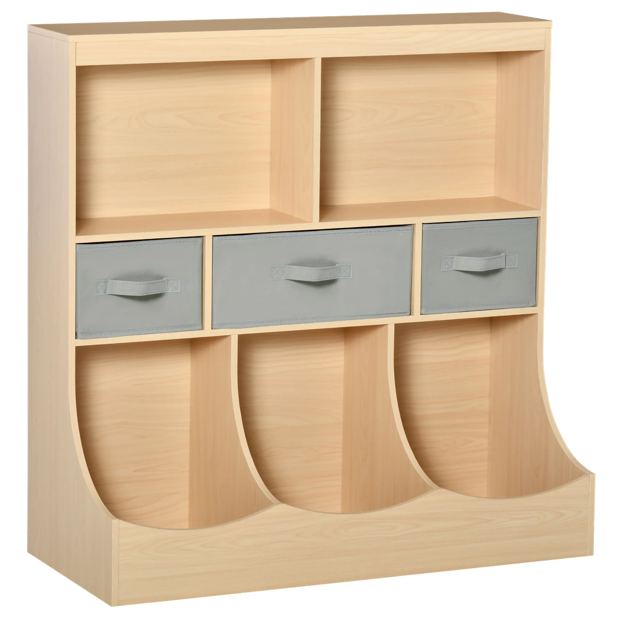 HOMCOM Kids Bookcase, Toy Storage Organizer Cabinet, Children Display Bookshelf with Drawers for Toys, Clothes, Books, Natural Wood Color