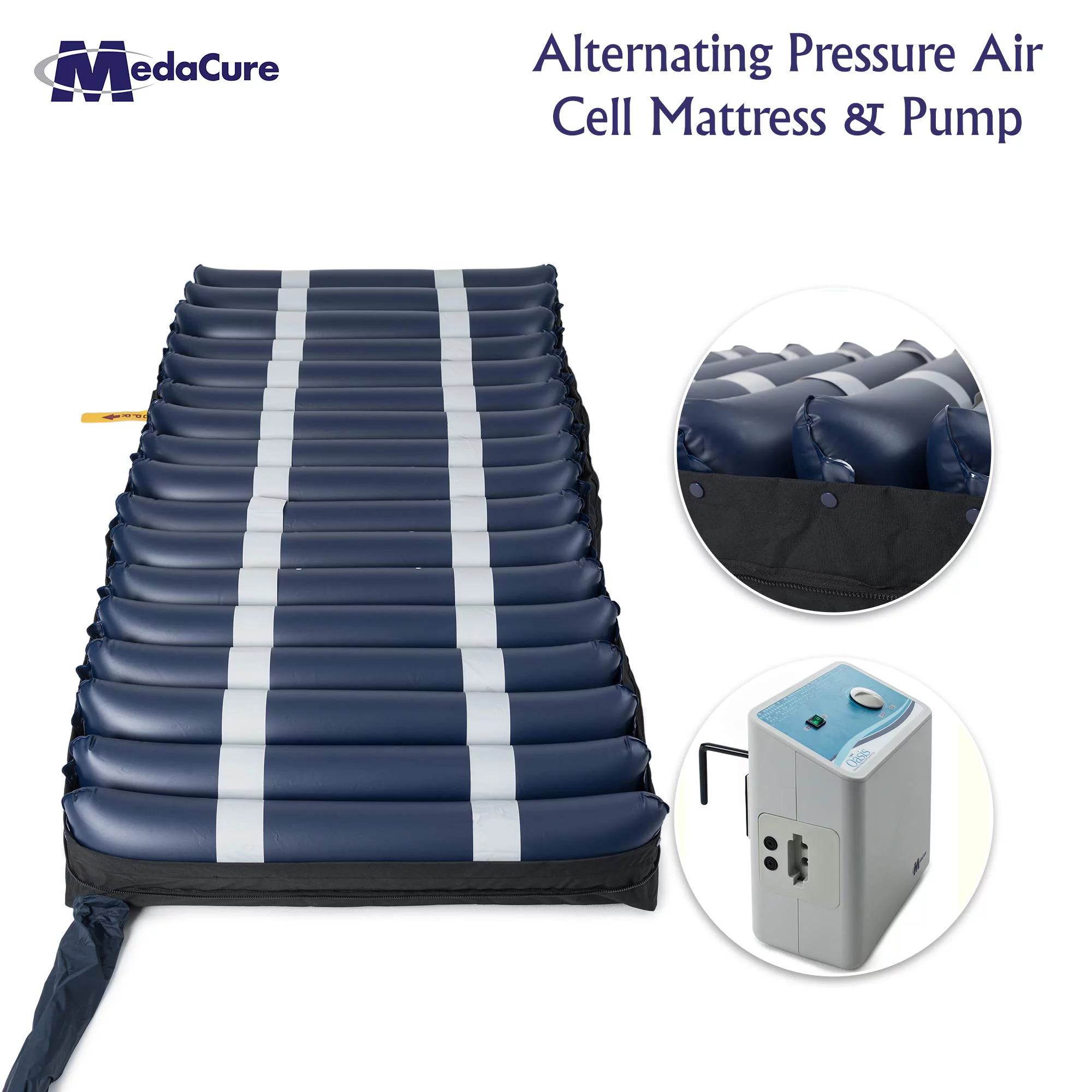 Medacure Alternating Pressure Air Mattress for Hospital Beds with Quilted Nylon Cover - 80