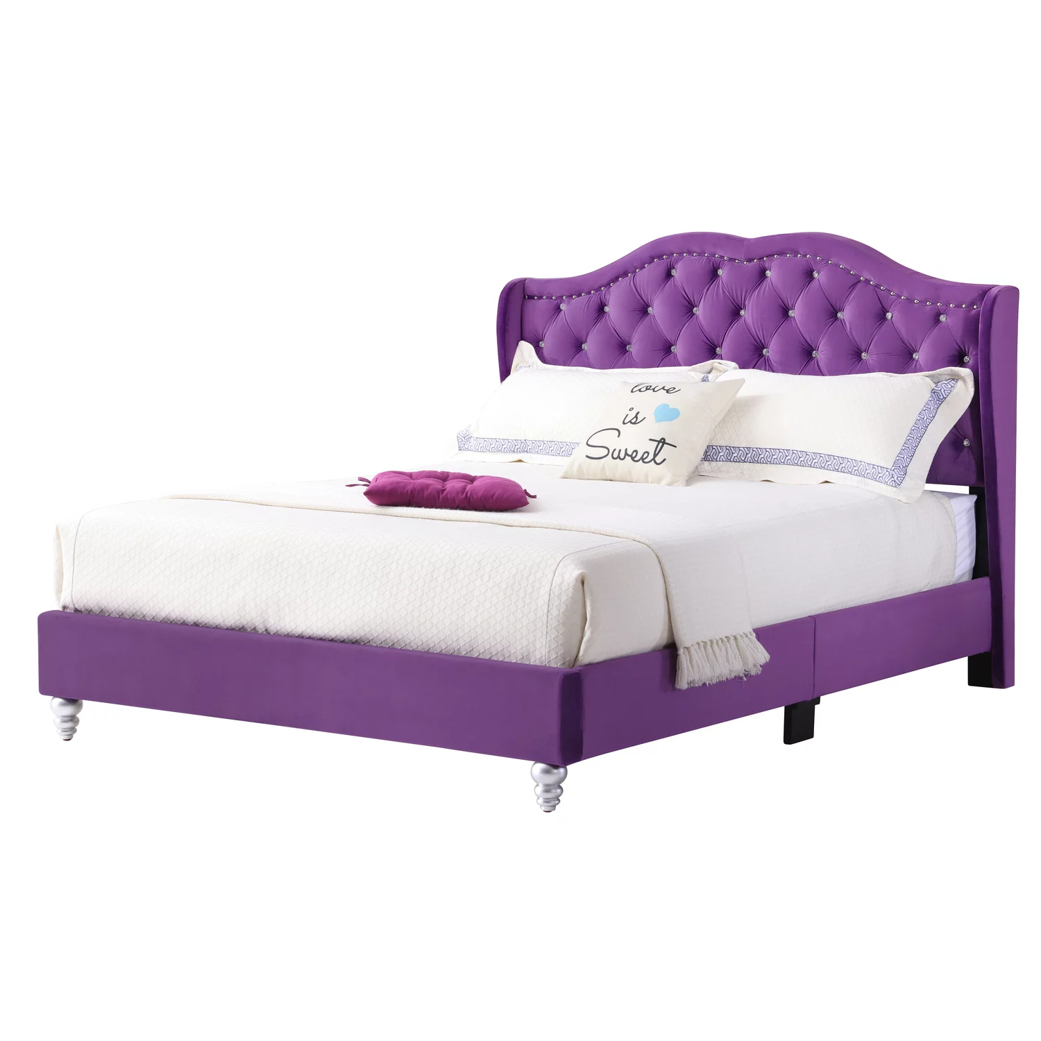 Glory Furniture Joy G1932-QB-UP Queen Upholstered Bed , PURPLE