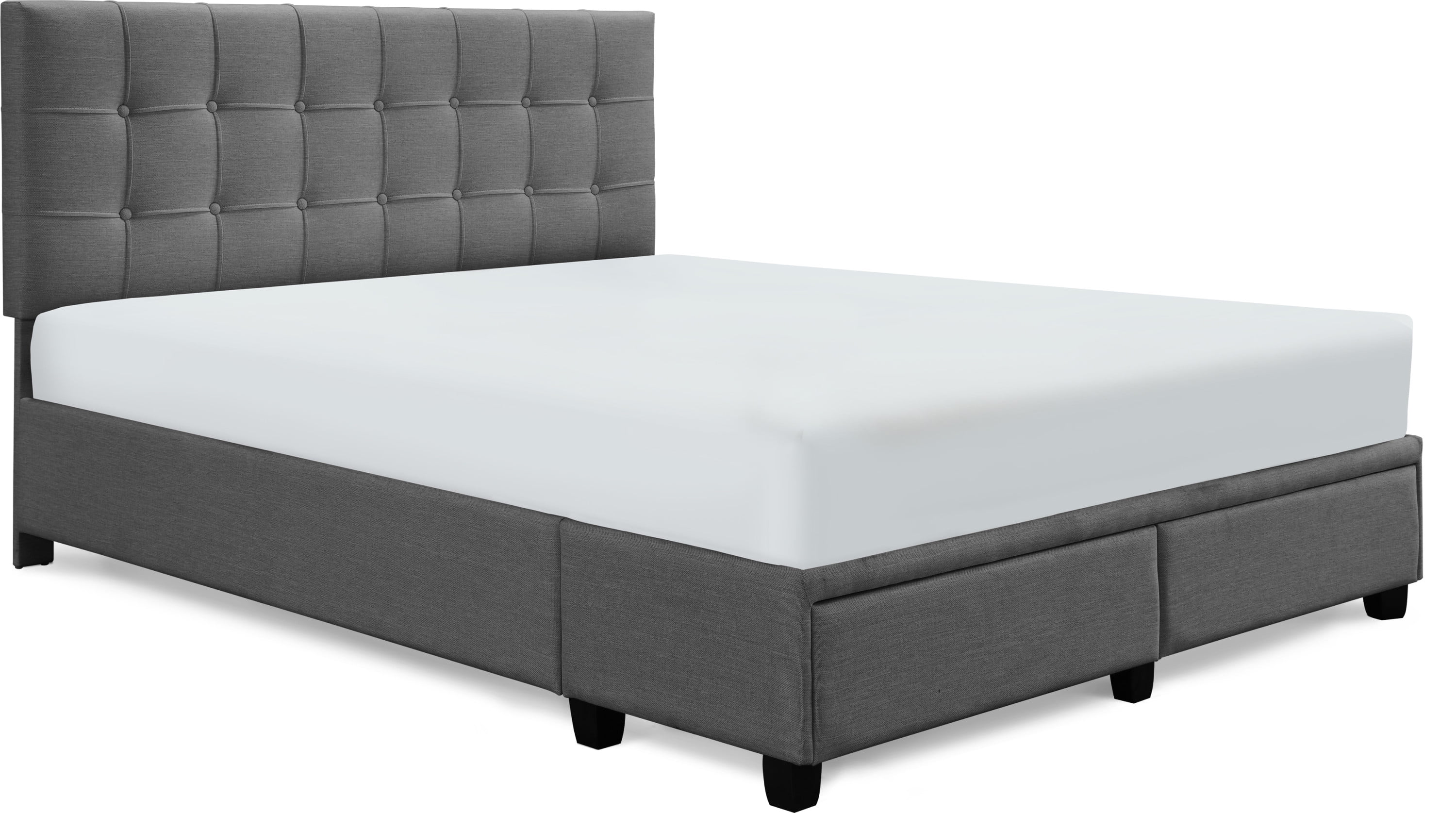 ClickDecor Edmond Storage Bed wAdjustable Height Headboard Queen Size Dark Gray
