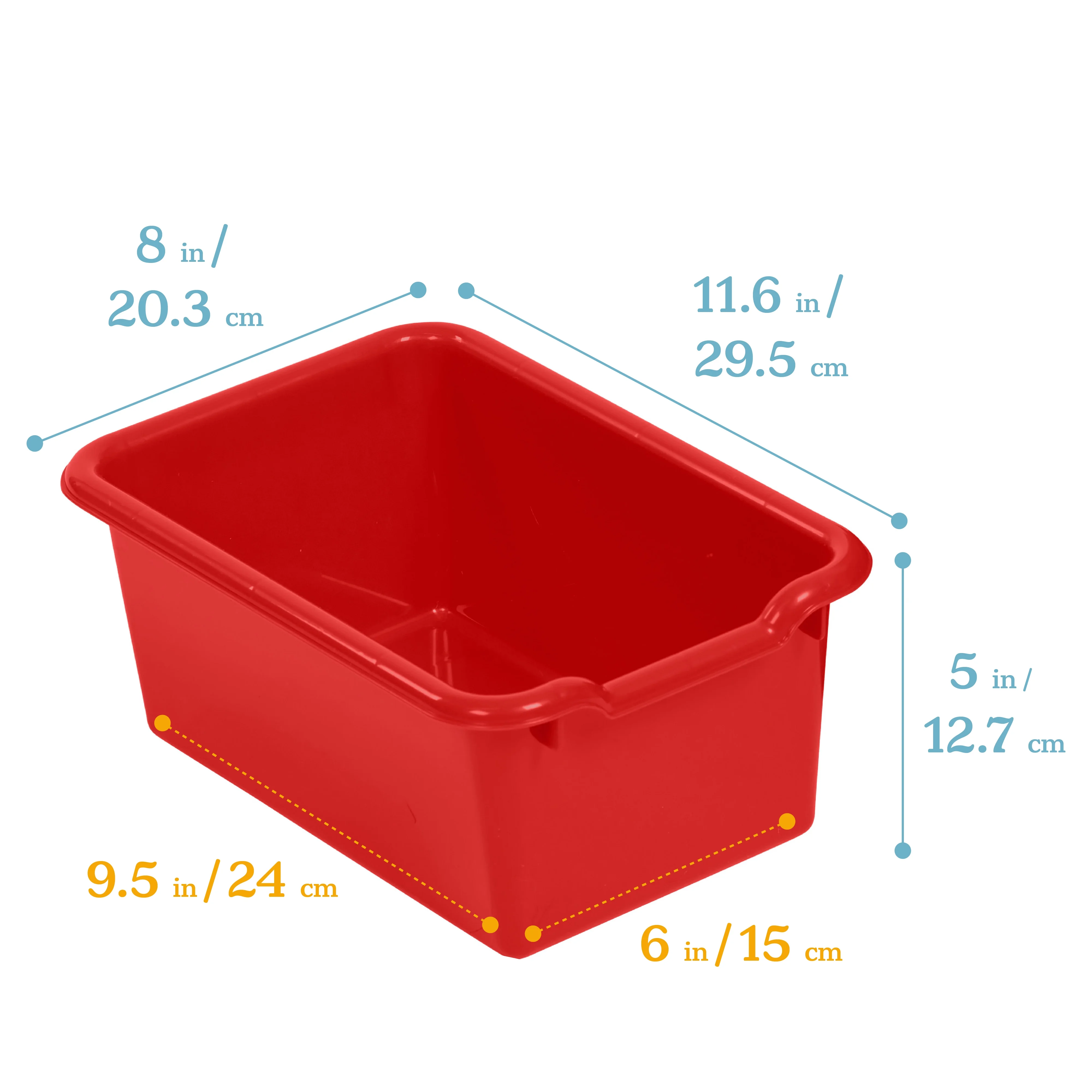 ECR4Kids Scoop Front Storage Bins, Multipurpose Organization, Red, 25-Piece