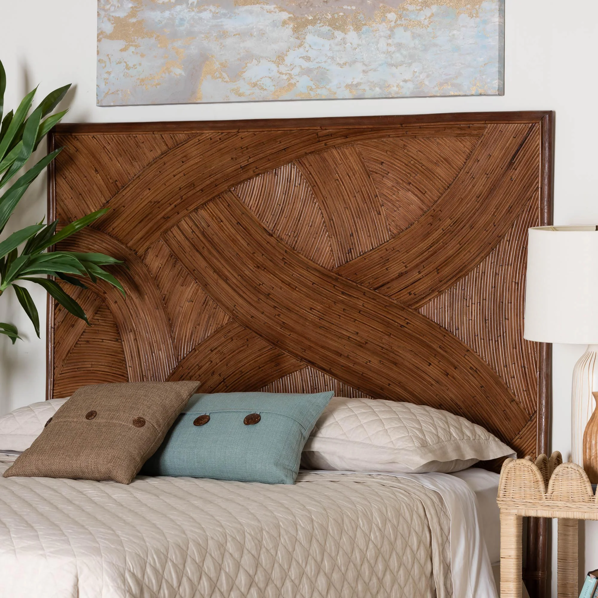 bali & pari Elettra Boho Standalone Headboard, King, Dark Brown