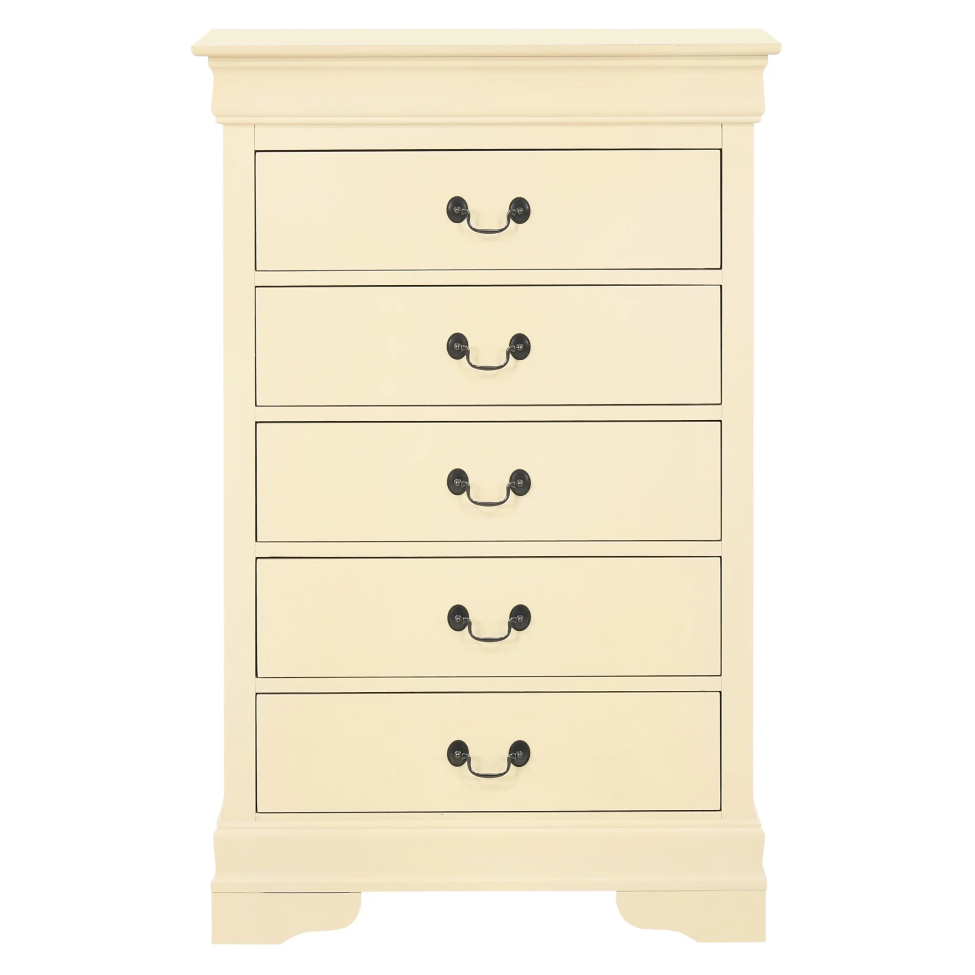 Louis Phillipe II Beige 5 Drawer Chest of Drawers (31 in L. X 16 in W. X 48 in H.)