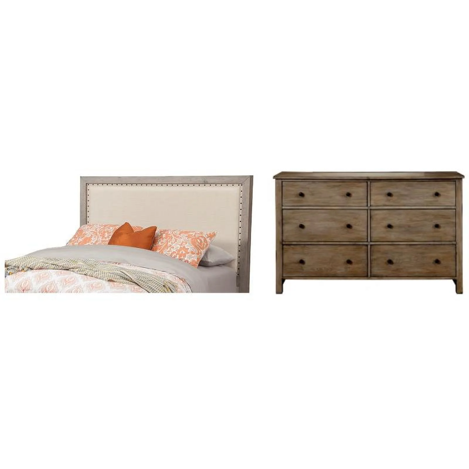 Home Square 2-Piece Set with Classic Queen Headboard & 6 Drawer Dresser