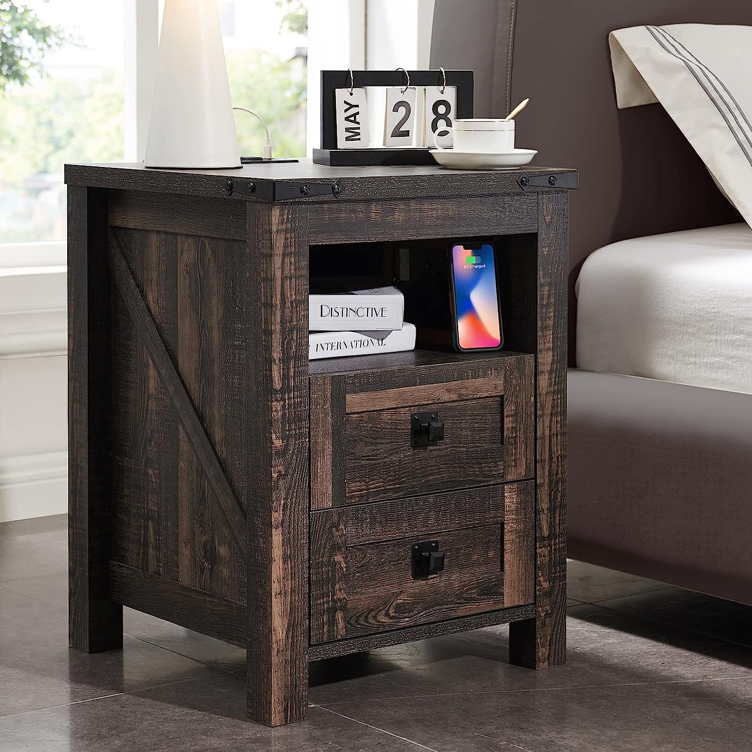 Farmhouse 6 Drawers Dresser Chests for Bedroom Wood Rustic Wide Chset of Drawers Storage Dressers Organizer for Bedroom Living Room Hallway Light Rustic Oak