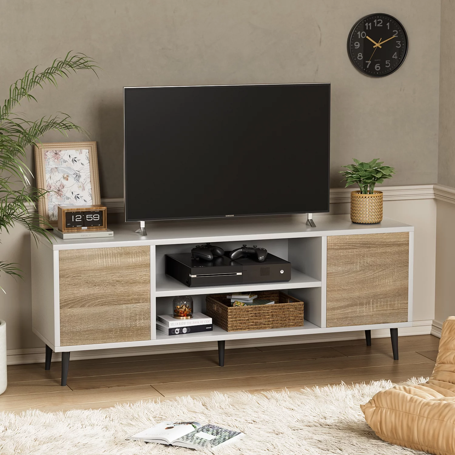 Furmax Mid-Century 2-Door TV Stand for TVs up to 65