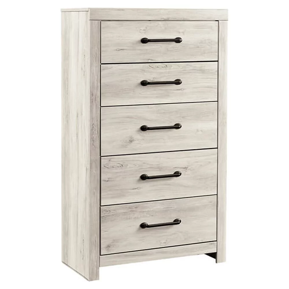 Signature Design by Ashley Cambeck 5 Drawer Chest in Whitewash