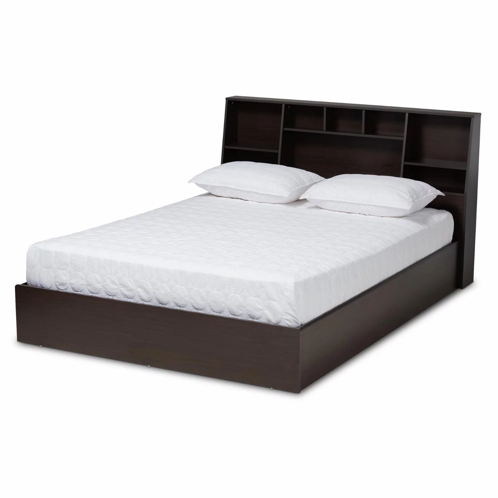 Baxton Studio Geoffrey Queen Size Dark Brown Finished Wood Platform Storage Bed