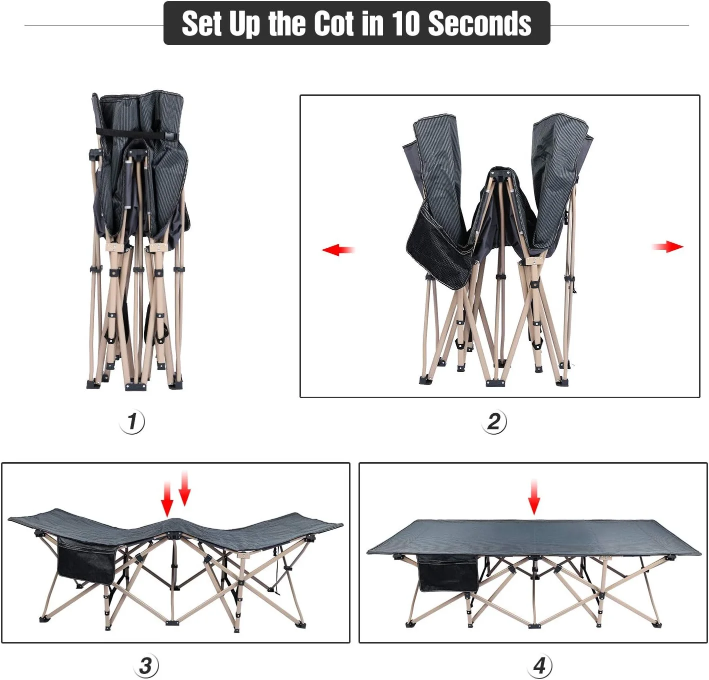 REDCAMP Oversized Folding Camping Cot for Adults 600lbs, Large Heavy Duty Extra Wide Sleeping Cot Bed Portable with Carry Bag, Gray