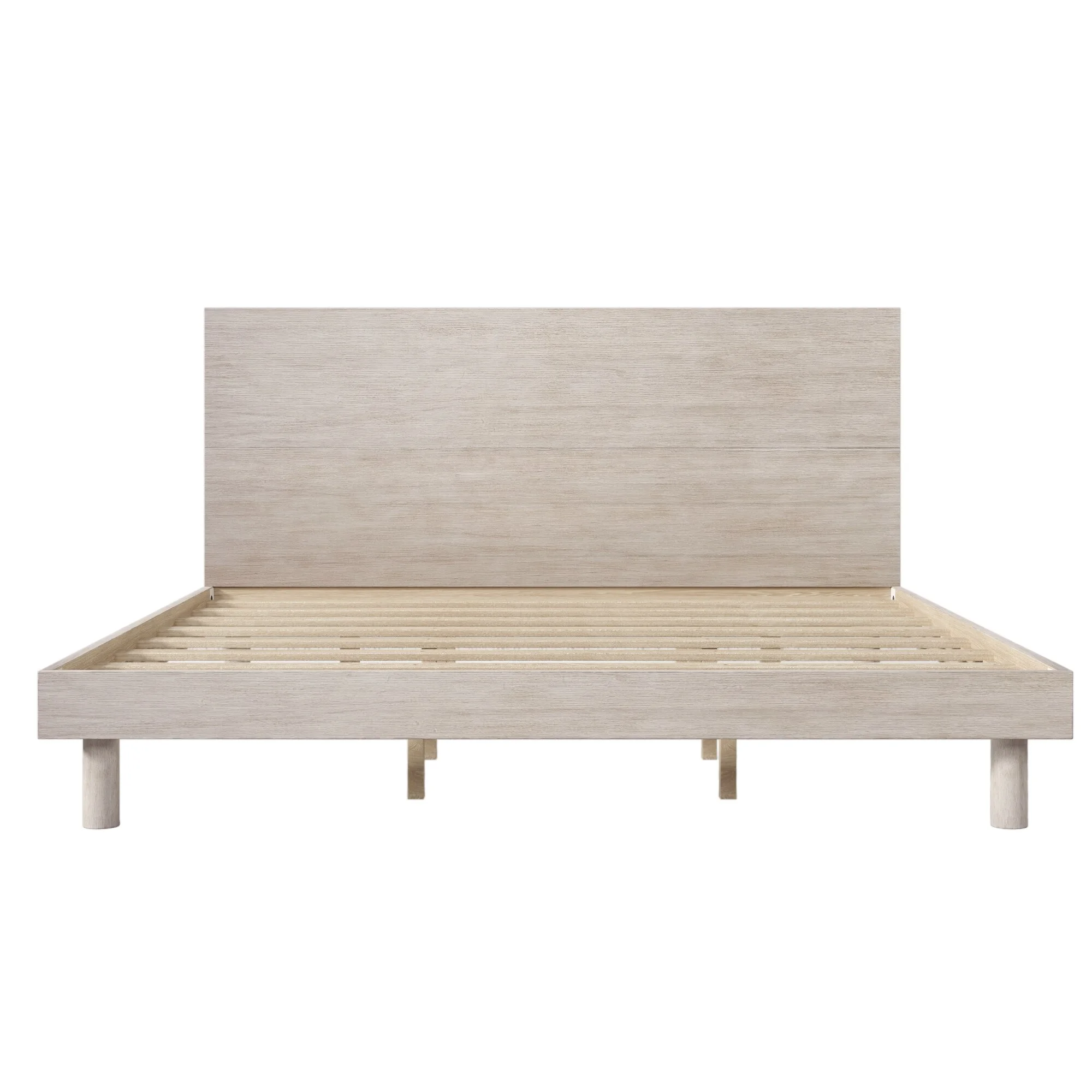 King Platform Bed, Modern Concise Style Solid Wood Grain Platform Bed