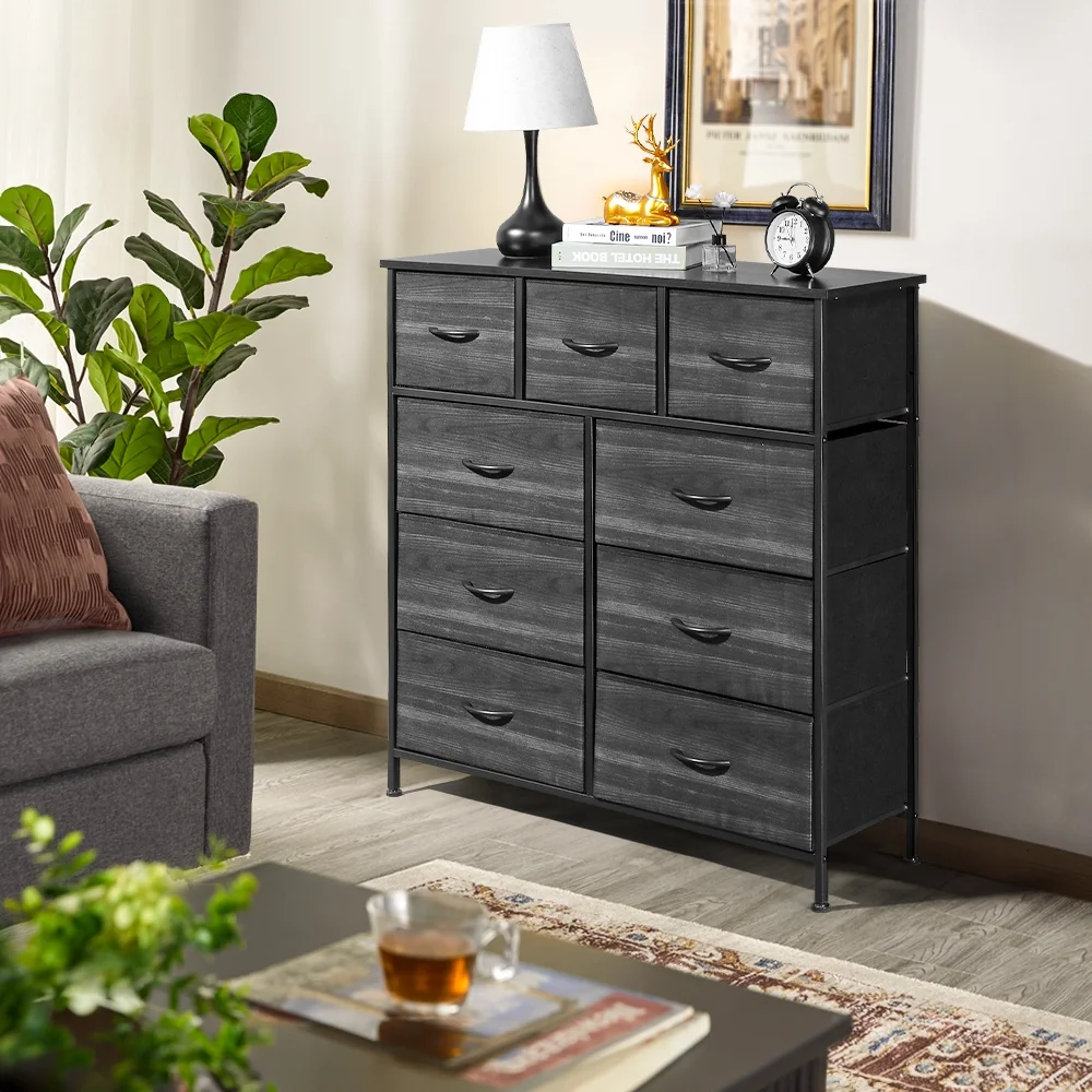 COOKCOK Dresser for Bedroom, 9 Chests of Drawers, Dresser for Closet with Fabric Bins, for Living Room, Entryway