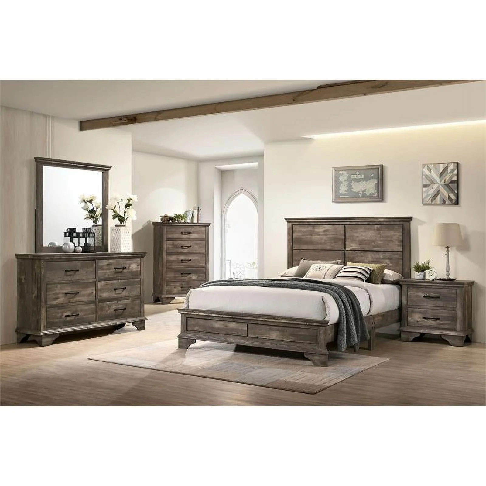 Furniture of America Gafin Transitional Solid Wood 6-Drawer Dresser in Gray