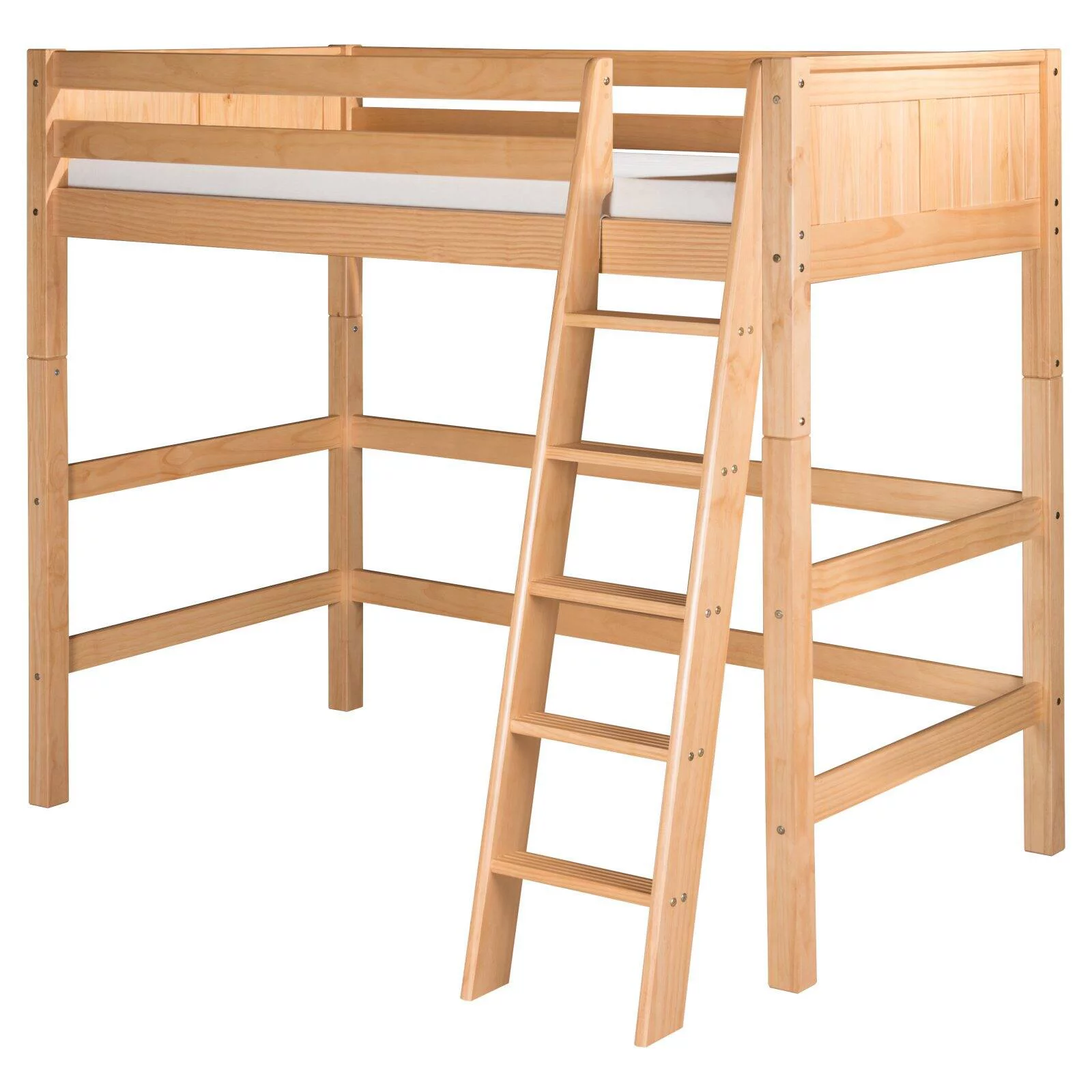 Camaflexi Full Size High Loft Bed - Panel Headboard - White Finish