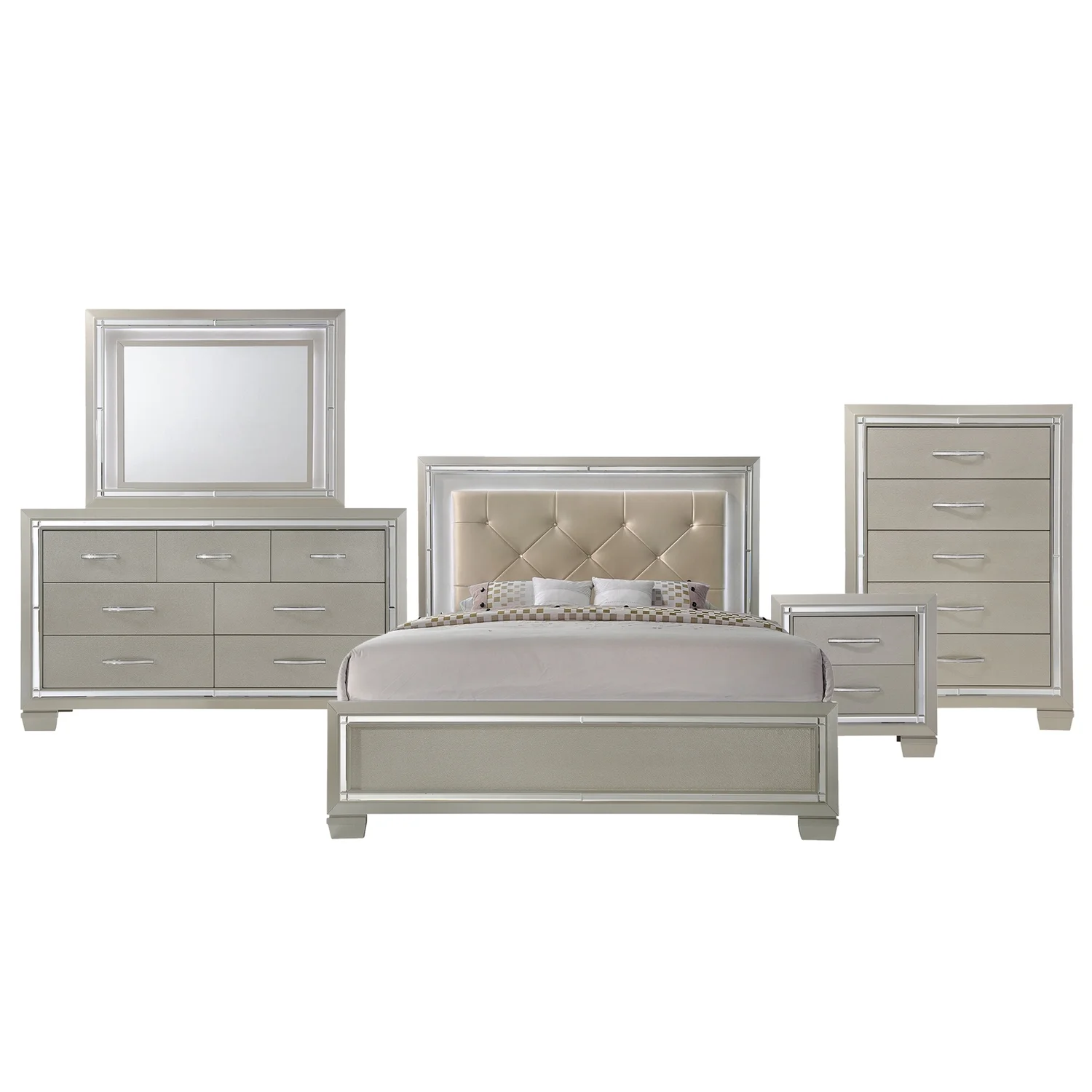 Picket House Furnishings Glamour Queen Panel 5PC Bedroom Set