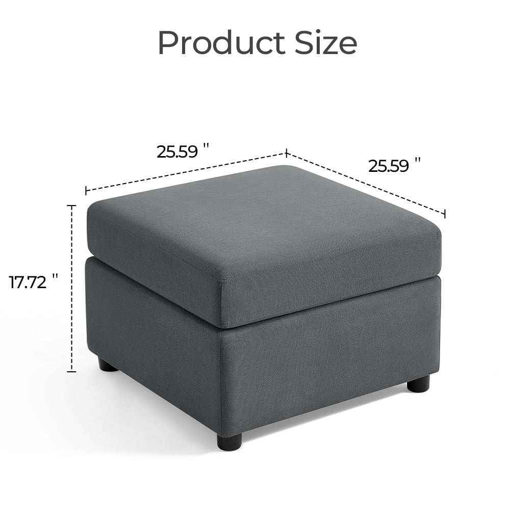 LINSY HOME Storage Ottoman for Modular Sectional Sofa, Dark Gray