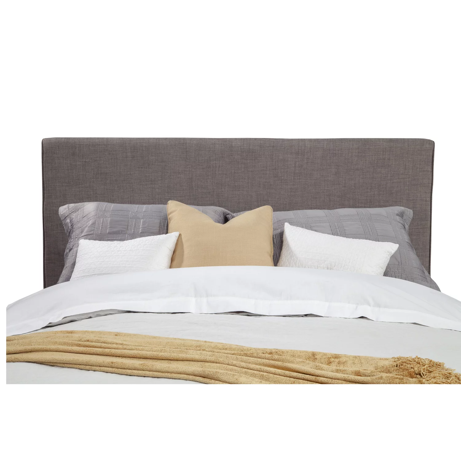 Benzara Fabric Upholstered Wooden Eastern King Size Platform Bed with Splayed Legs, Gray