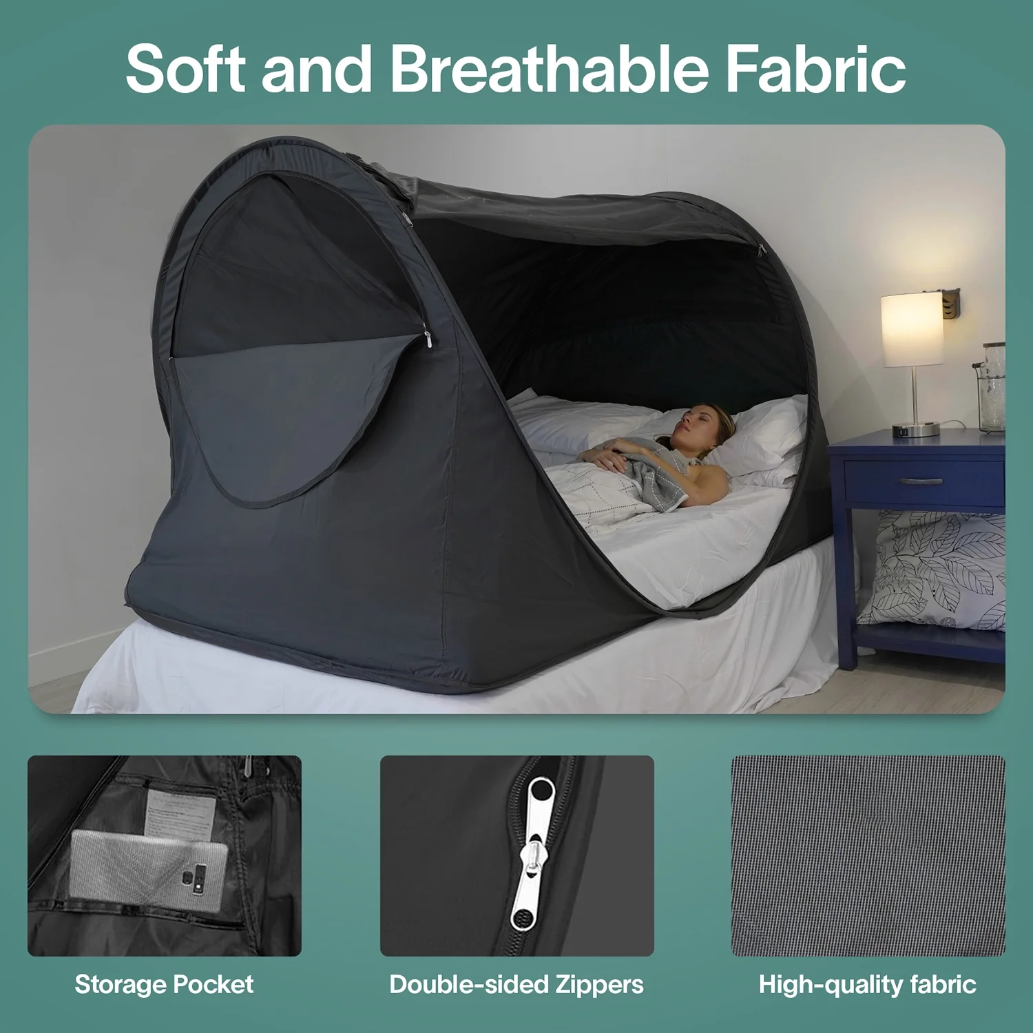 Alvantor Bed Tent Privacy Pop up Home Sleeping Tent Twin Size Charcoal