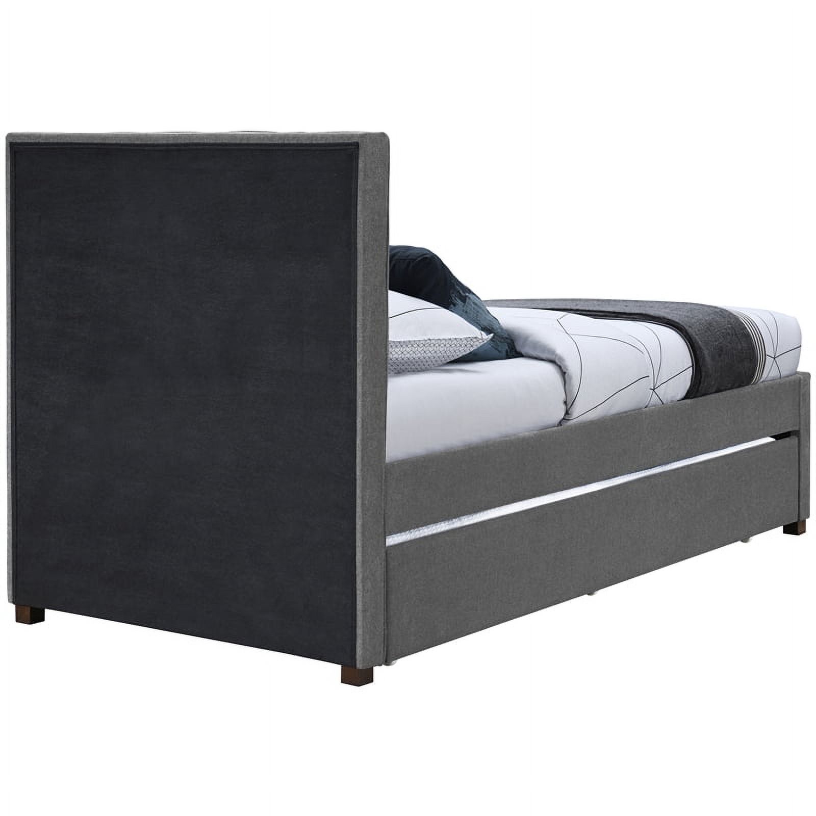 Meridian Furniture Harper Grey Linen Textured Fabric Twin Trundle Bed
