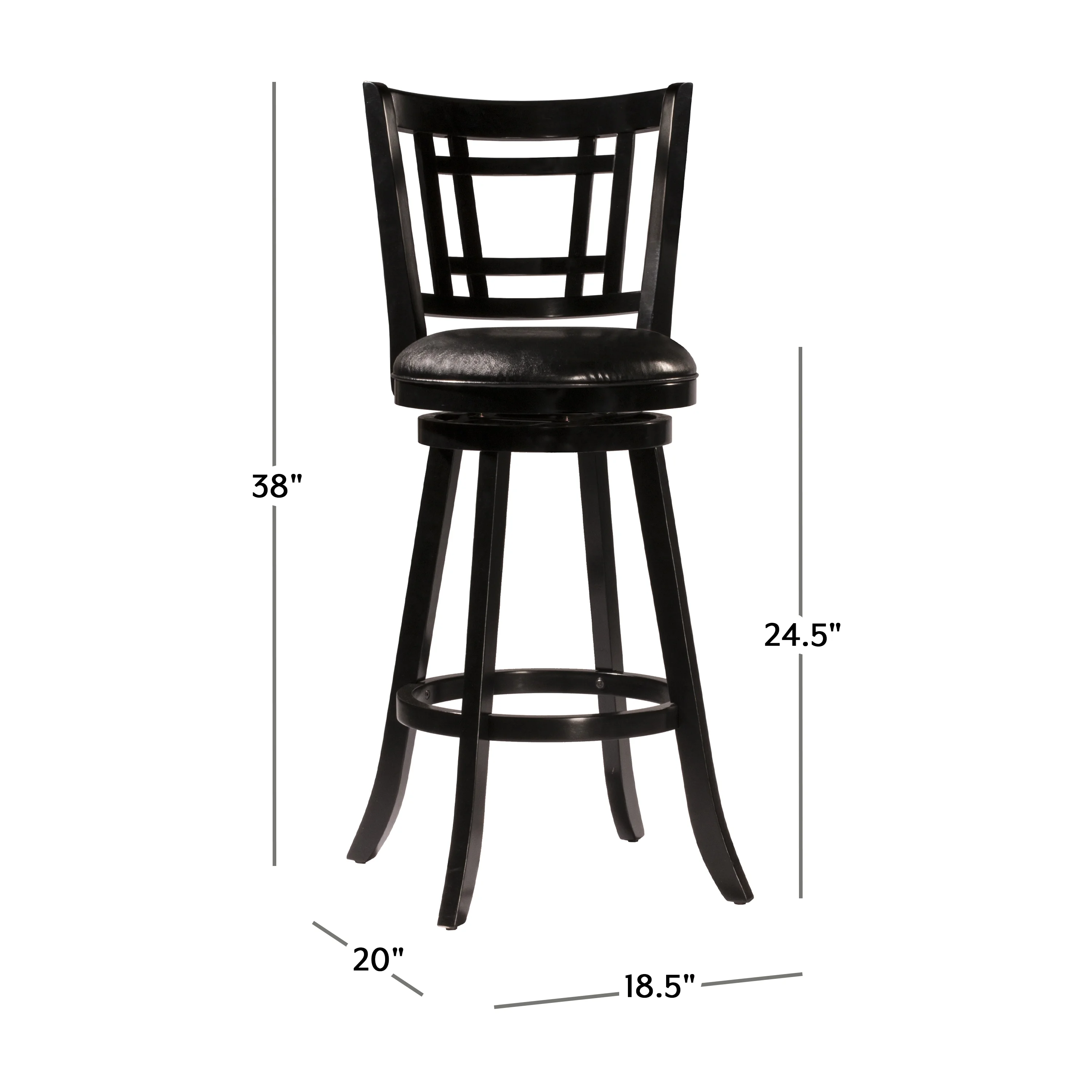 Hillsdale Furniture Fairfox Wood Counter Height Swivel Stool, Black with Black Faux Leather