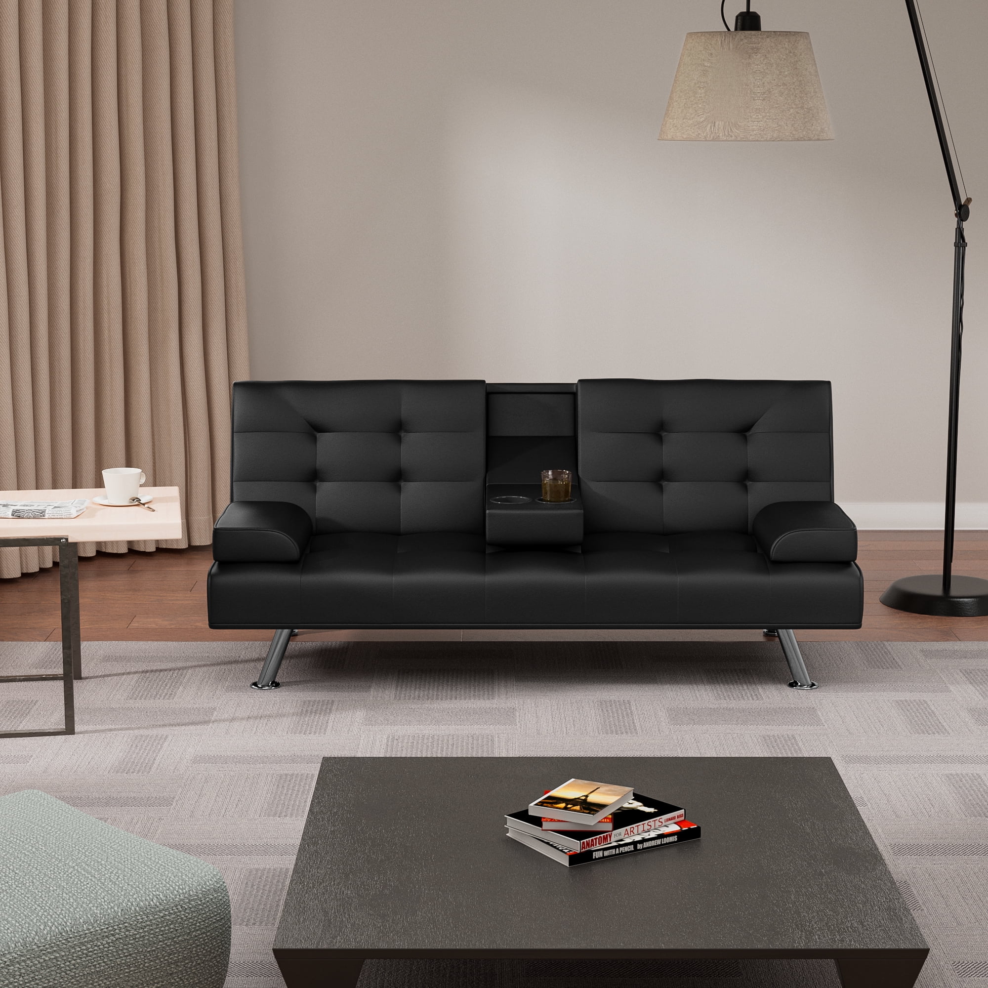 Koby Home Futon Sofa Bed Queen Couch Sectional Sleeper Sofas Couches for Living Room Black
