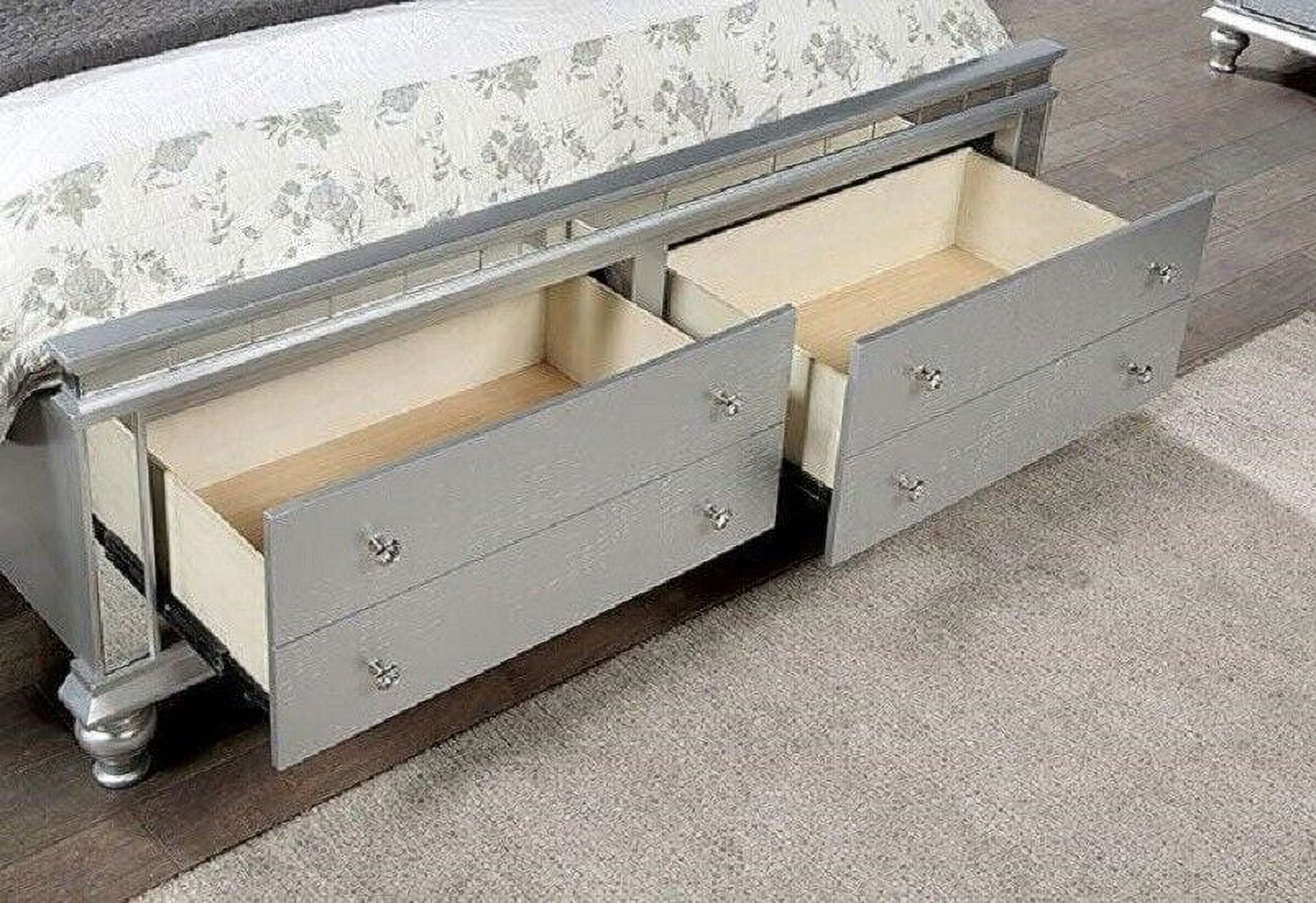 California King Size Bed w Drawers Footboard Bedroom Furniture 1pc Bed Tufted Leatherette Headboard w LED Classic Modern