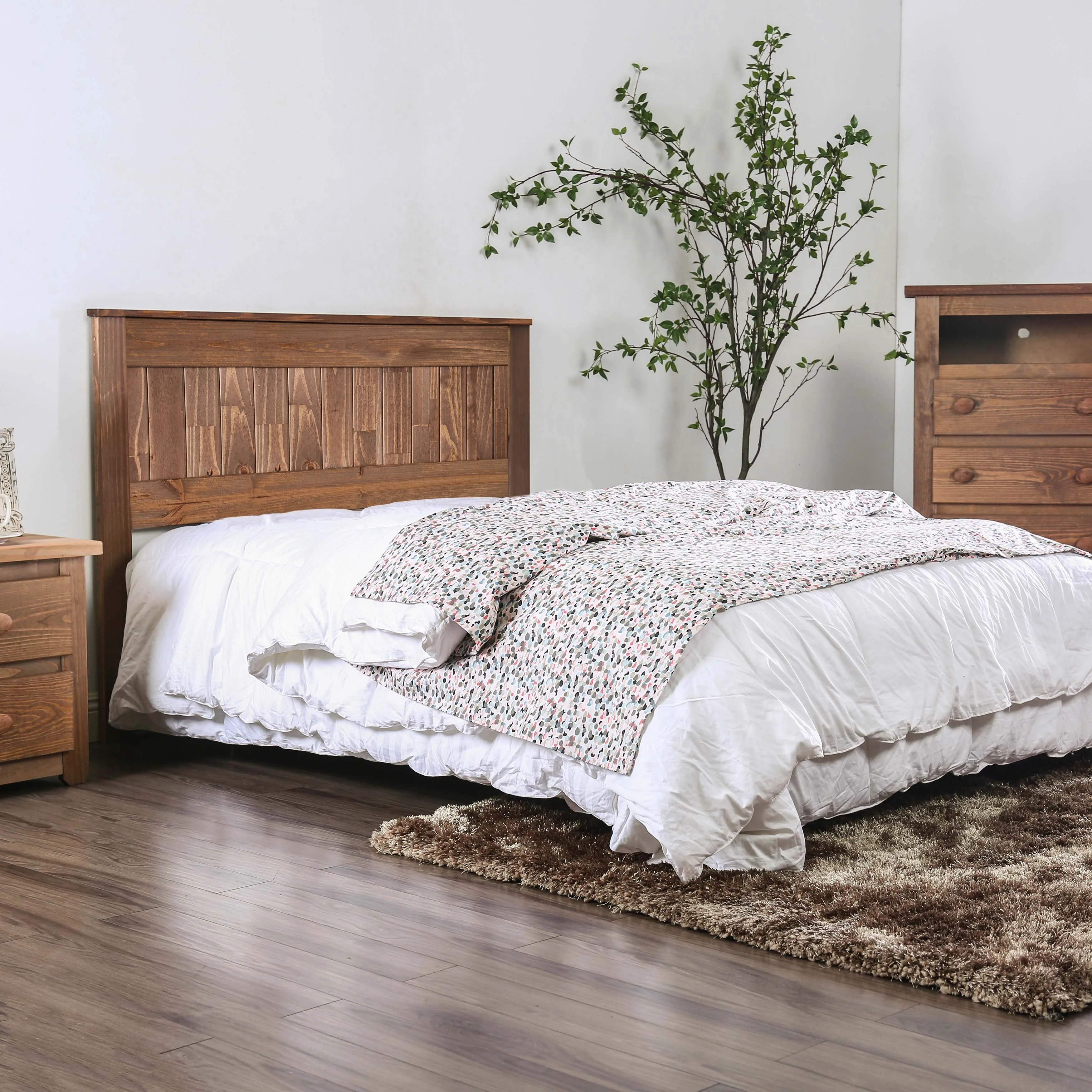 Furniture of America Rayner Rustic Natural Solid Pine Wood Headboard by Full