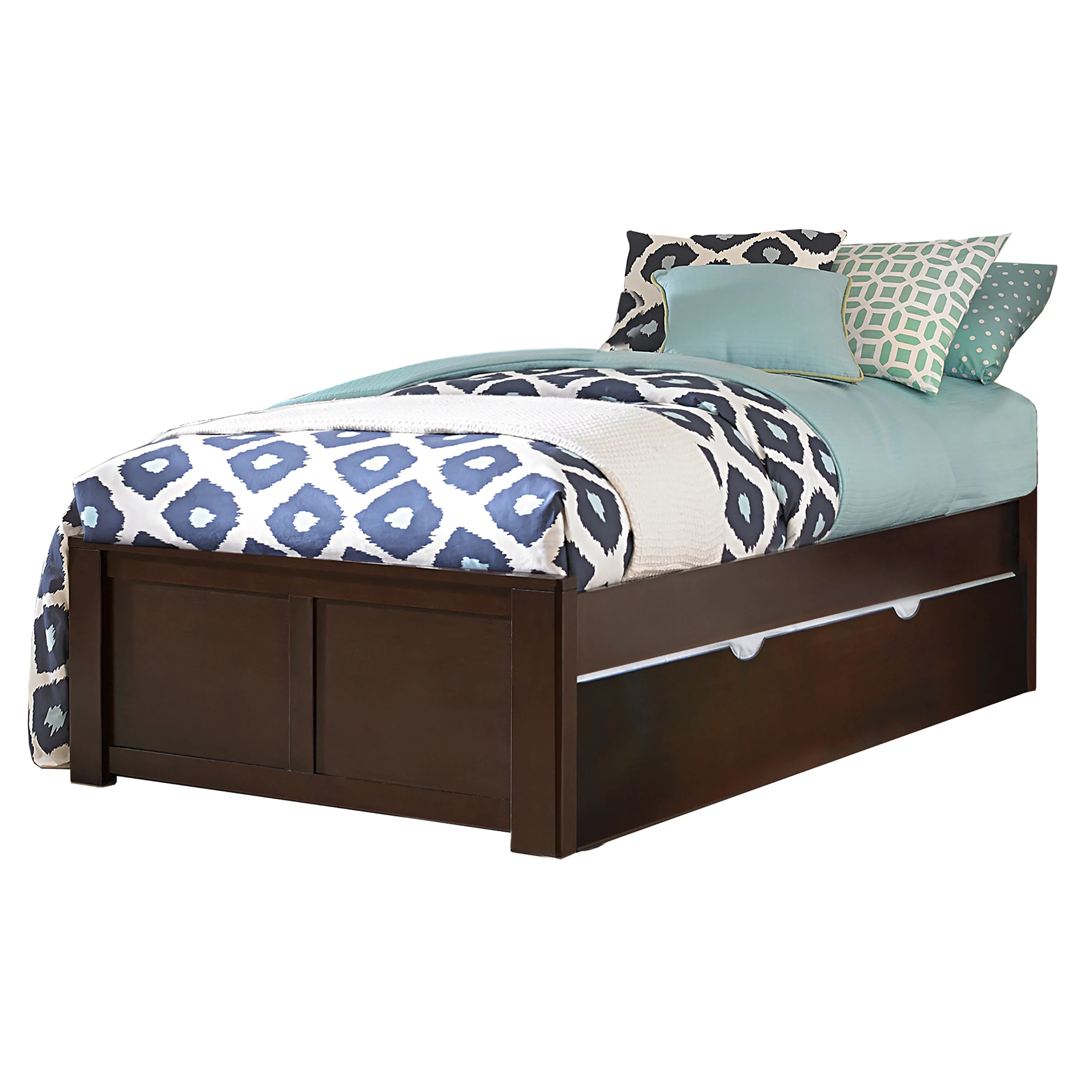 NE Kids Pulse Twin Platform Bed with Trundle in Chocolate