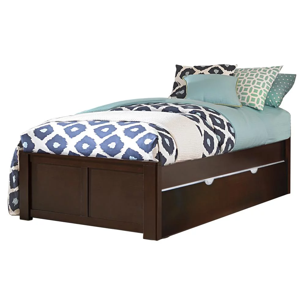 NE Kids Pulse Twin Platform Bed with Trundle in Chocolate