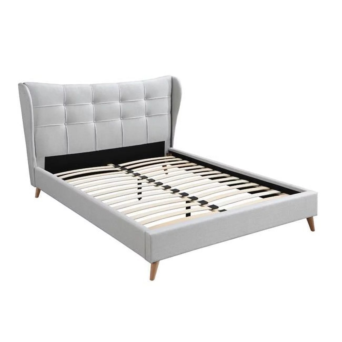 86 x 88 x 52 in. Duran Eastern Bed, Light Gray Fabric - King Size
