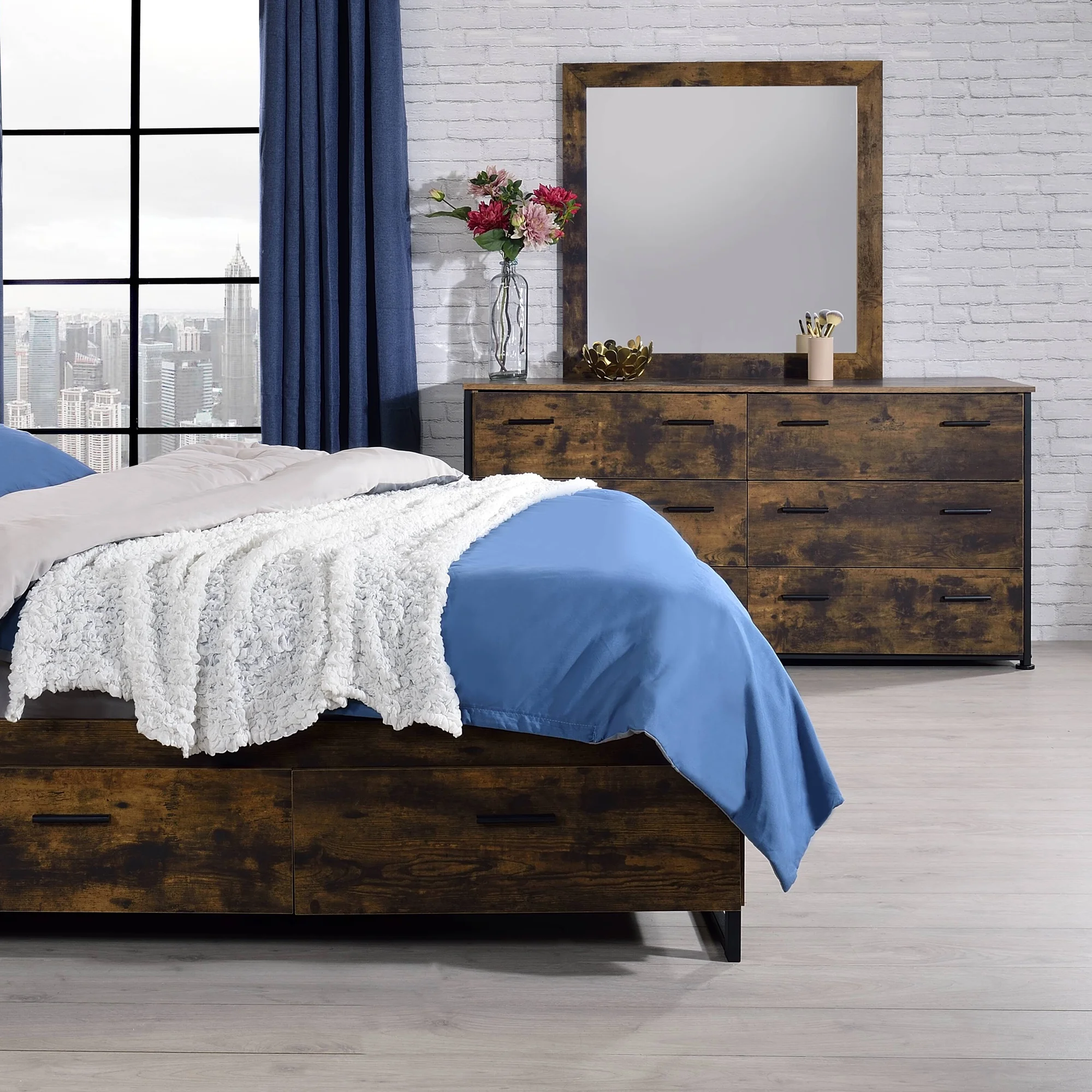 ACME Juvanth Mirror in Rustic Oak