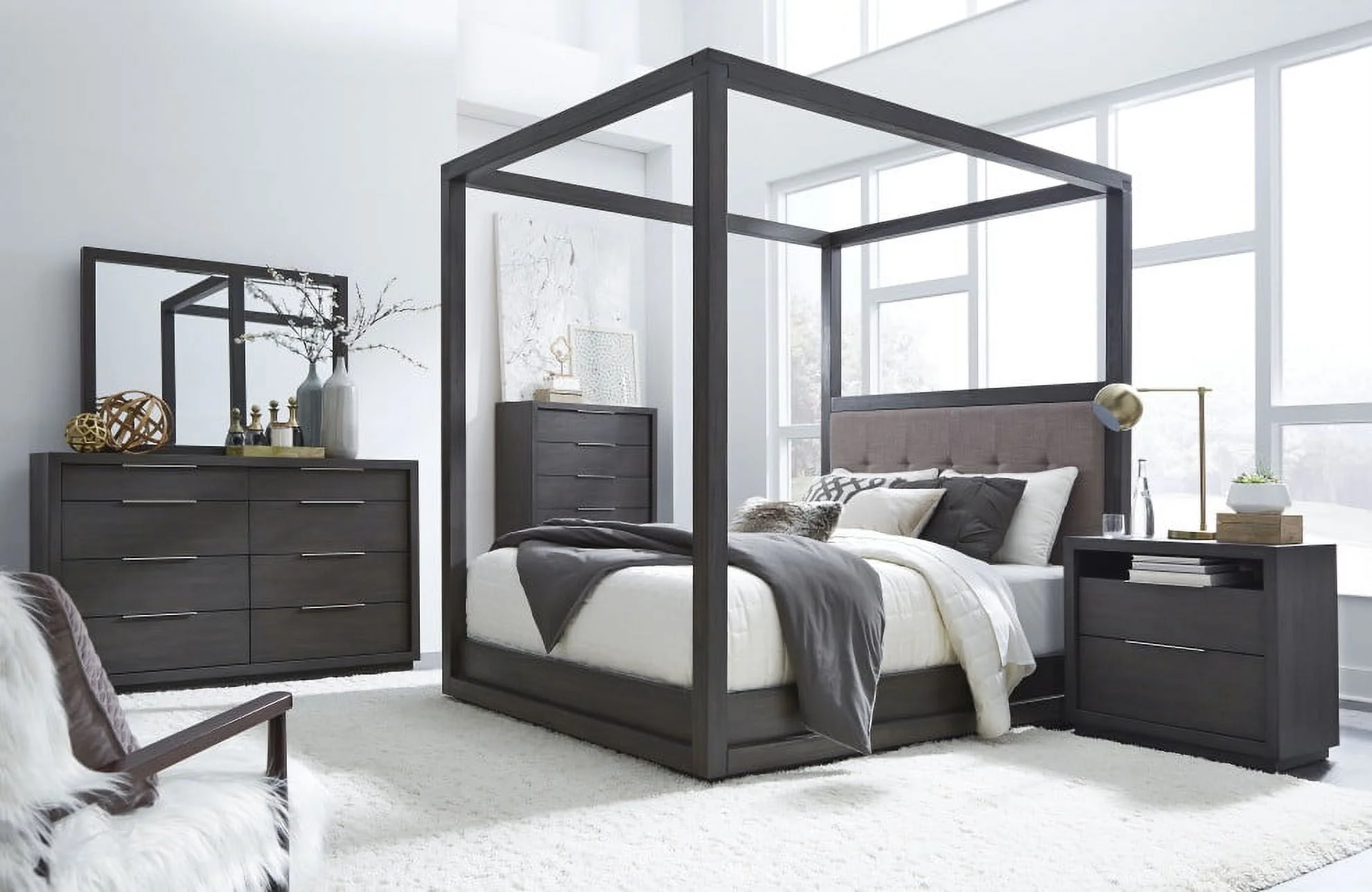 Modus Oxford 5 Piece Cal King Canopy Bedroom Set With 2 Nightstand, Dolphin
