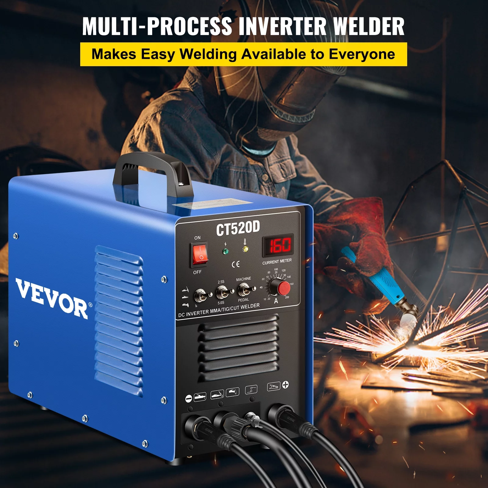VEVOR 3in1 Combo Machine, Tig Welder, Arc Welder, & Plasma Cutter, Dual Voltage 110V & 220V, CT520D