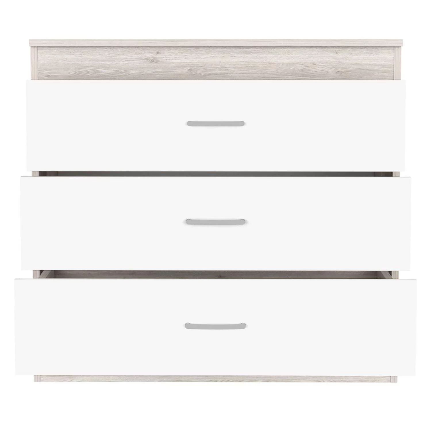 Depot E-Shop DE-CZB6467 Zurich Three Drawers Dresser, Light Gray & White
