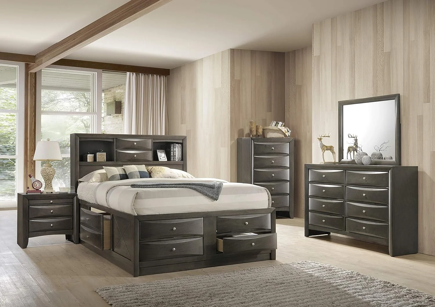 Ireland King Captain's Bed In Gray Oak