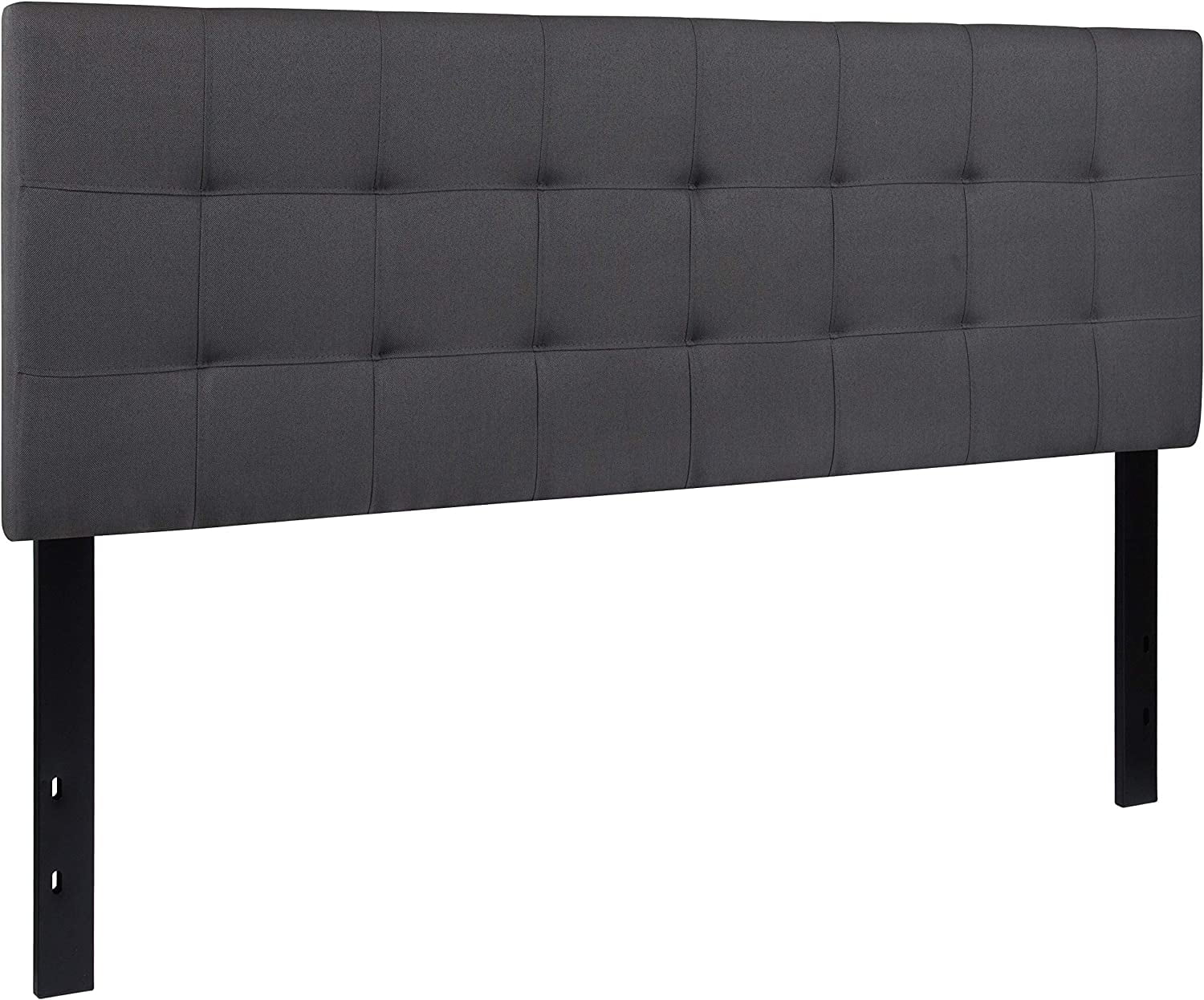 Quilted Tufted Queen Size Headboard in Dark Gray Fabric