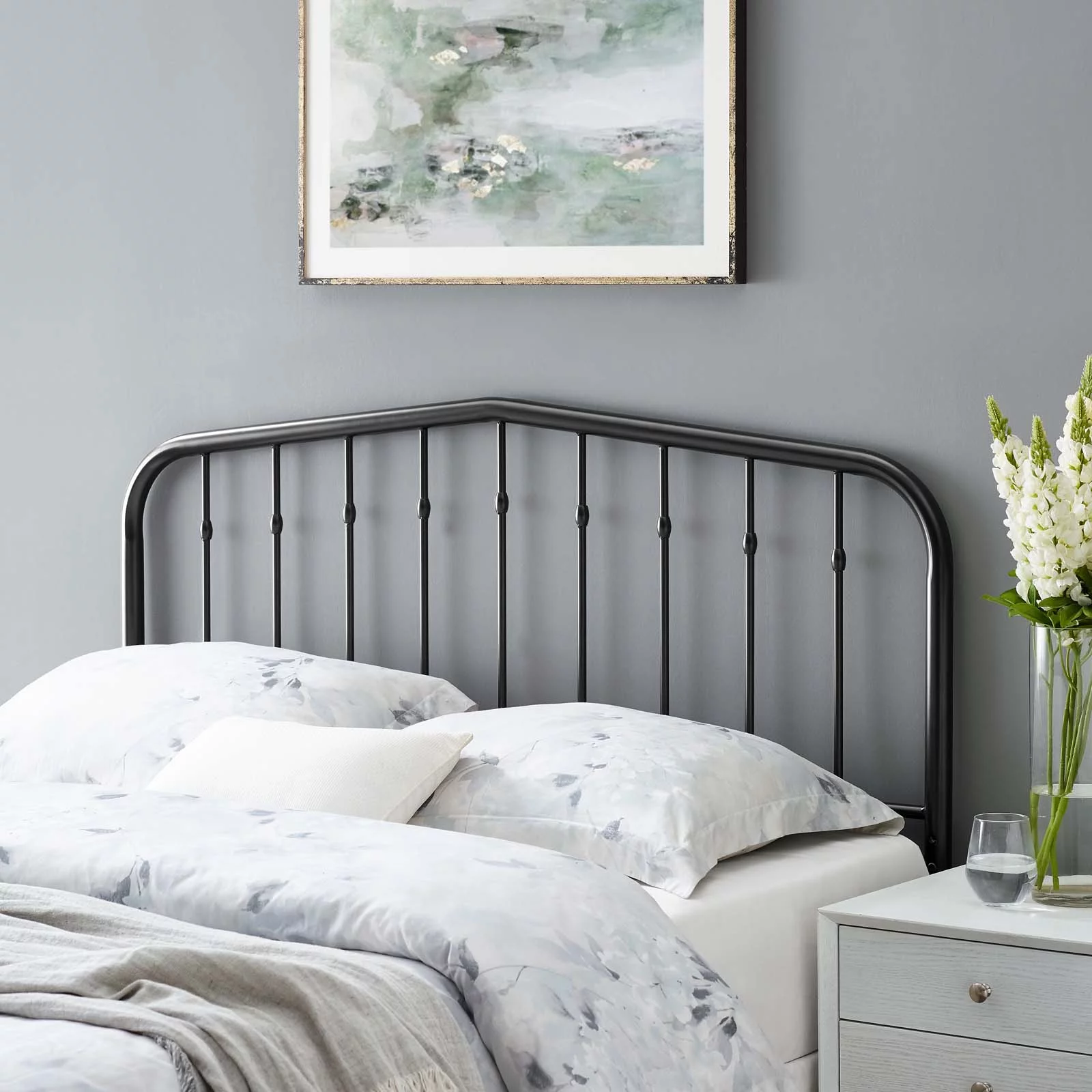 Headboard, Twin Size, Metal, Black, Modern Contemporary Urban Design, Bedroom Master Guest Suite
