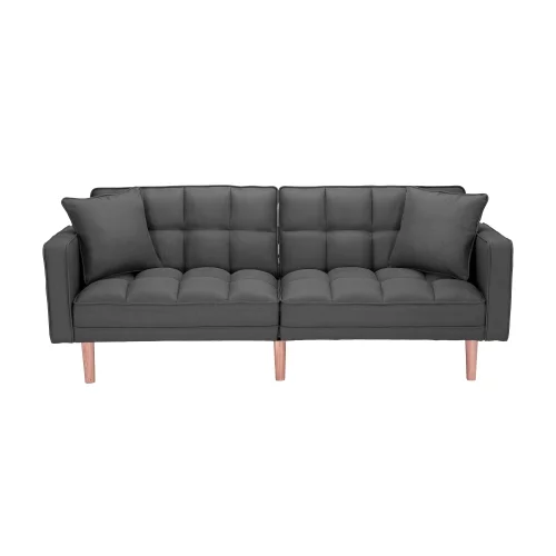 Futon Sofa Bed with 2 Pillows, Futon Sleeper Sofa With 2 Pillows, Memory Foam Futon Sofa Bed Couch for Living Room, Guest Room, Apartments Dorms(Drak Gray)
