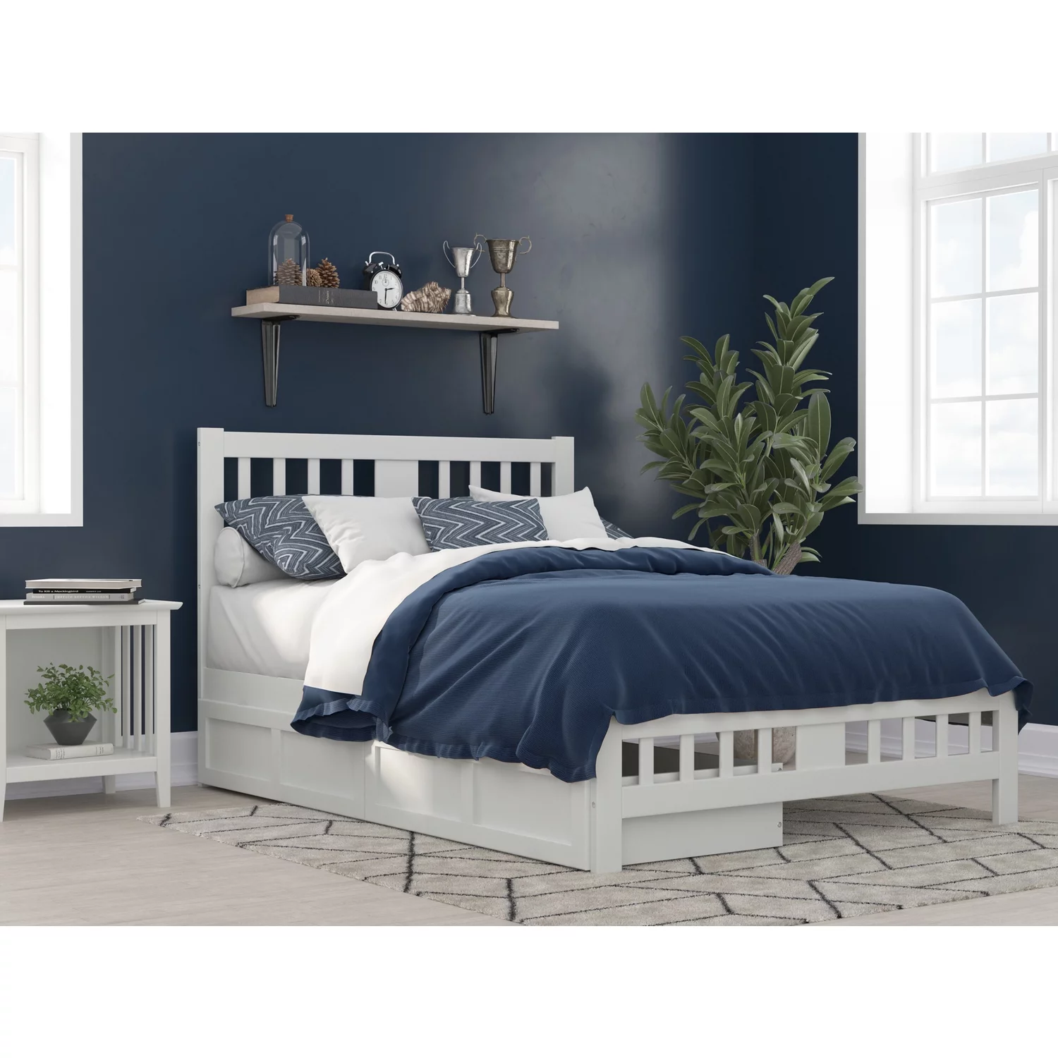 AFI Tahoe Wood Full Bed with Footboard and 2 Drawers in White