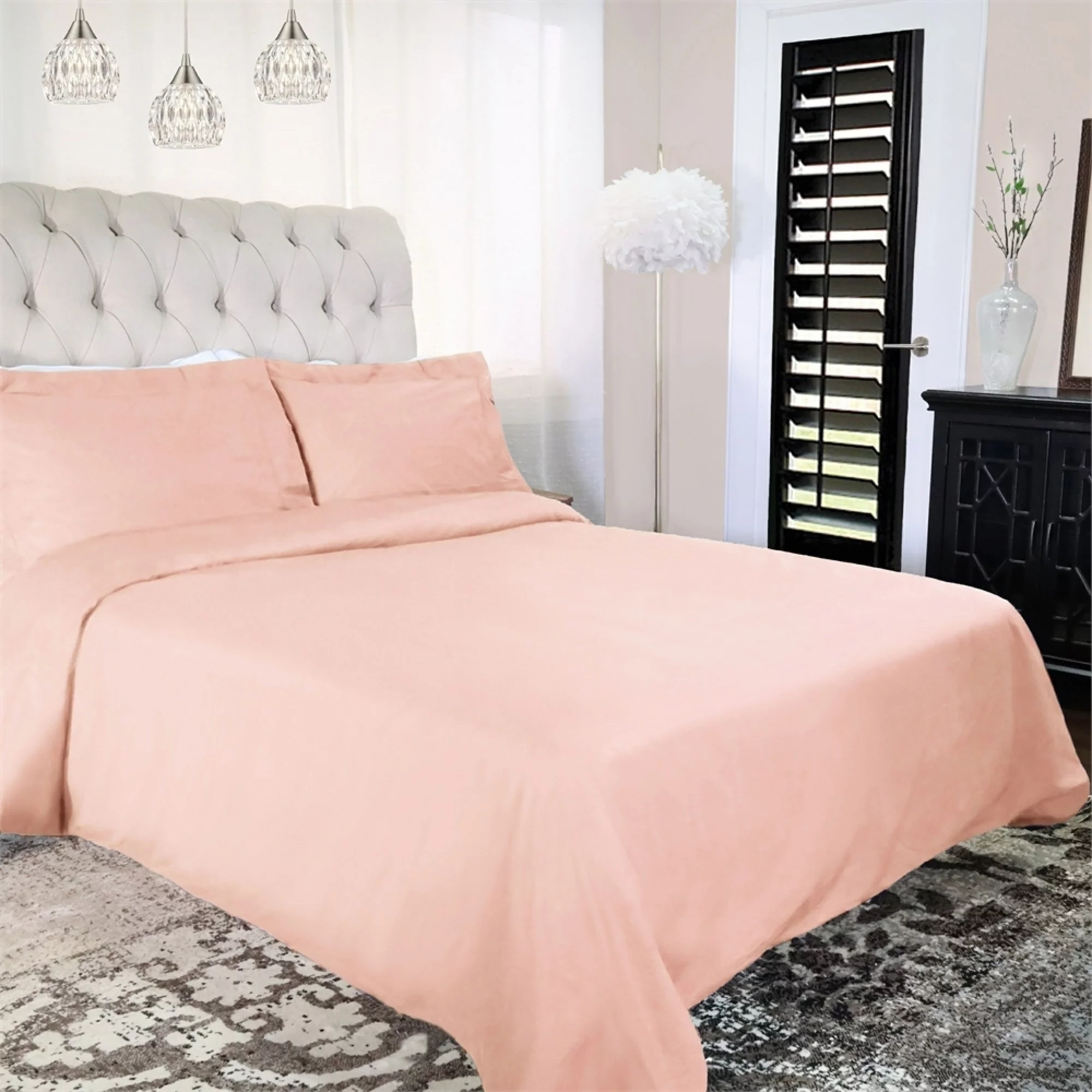 Superior Modern Blush Cotton Percale Duvet Cover Set, King/California King