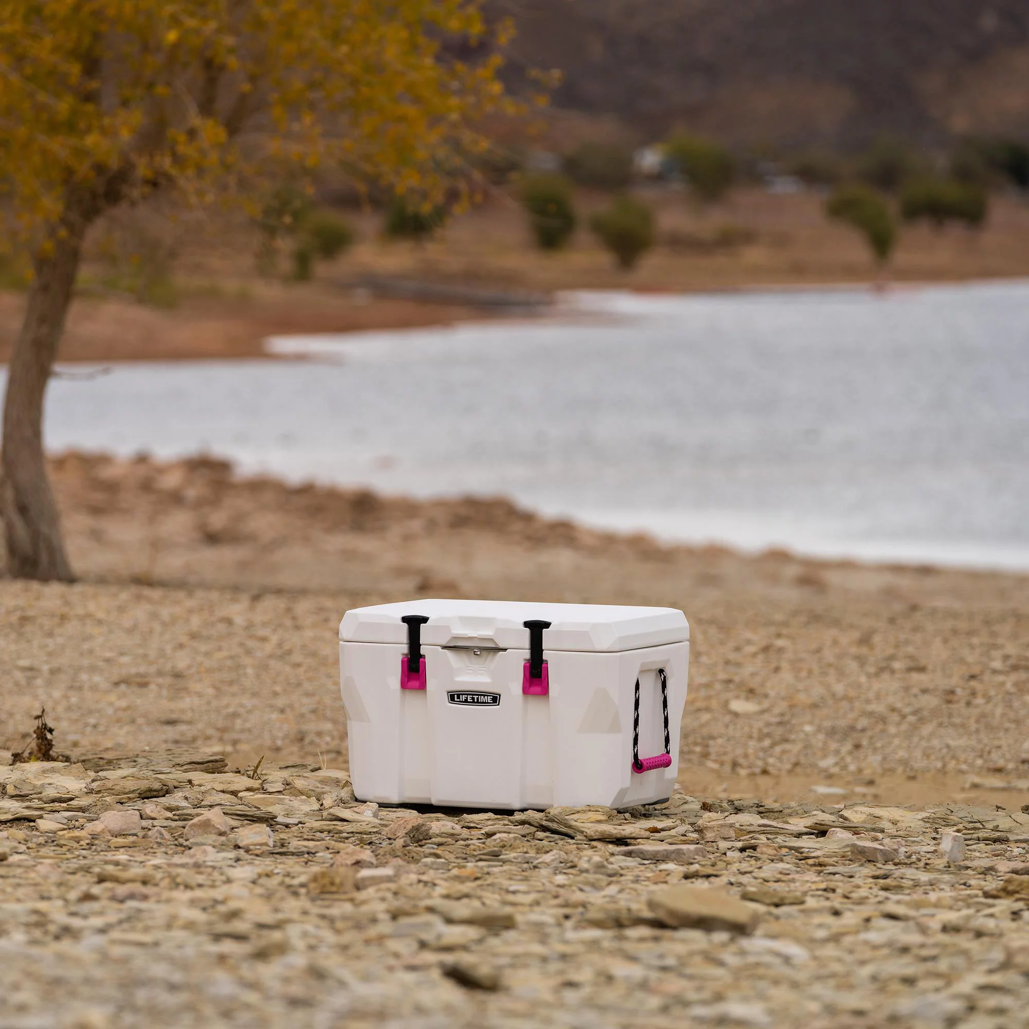 Lifetime 55 Quart High Performance Polyethylene Cooler, White/Pink (91245)