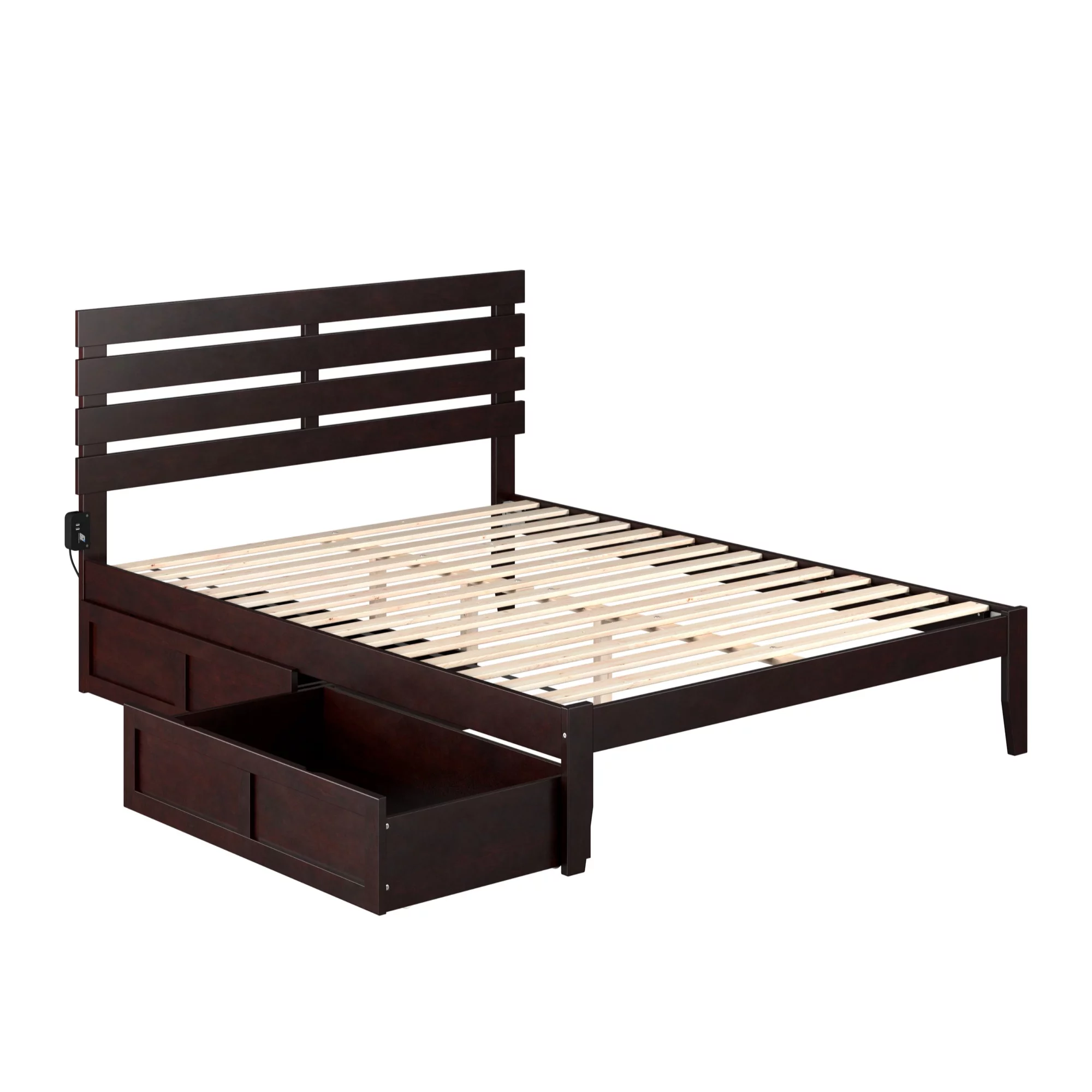 AFI Oxford Modern Wood Queen Bed with 2 Drawers in Espresso
