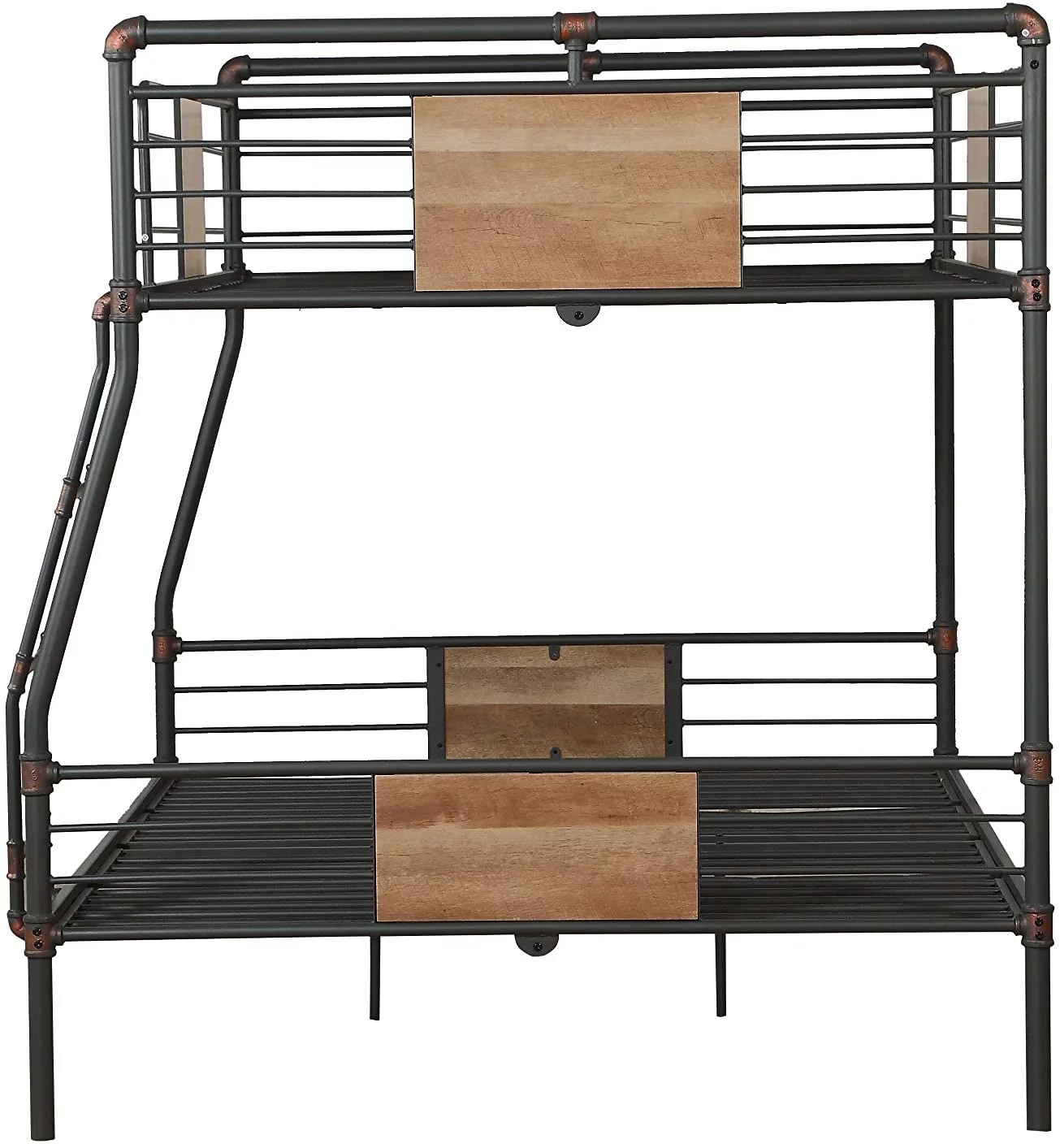 Bowery Hill Full XL over Queen Metal Bunk Bed in Sandy Black