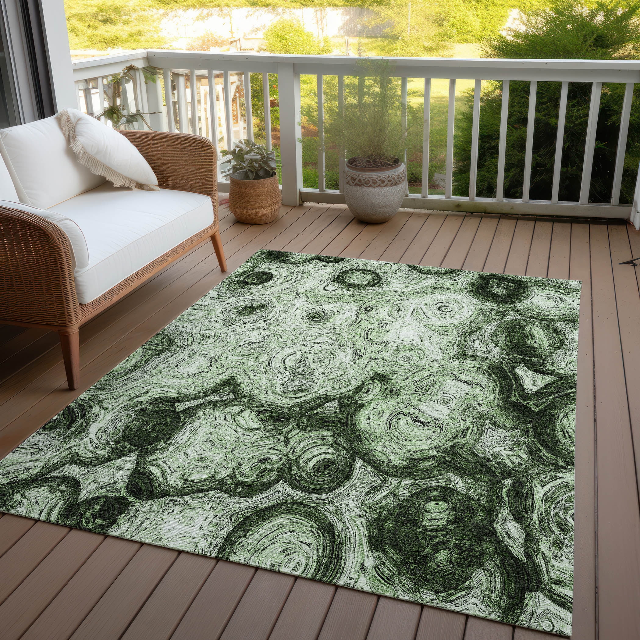 Addison Rugs Chantille ACN579 Green 9' x 12' Indoor Outdoor Area Rug, Easy Clean, Machine Washable, Non Shedding, Bedroom, Living Room, Dining Room, Kitchen, Patio Rug
