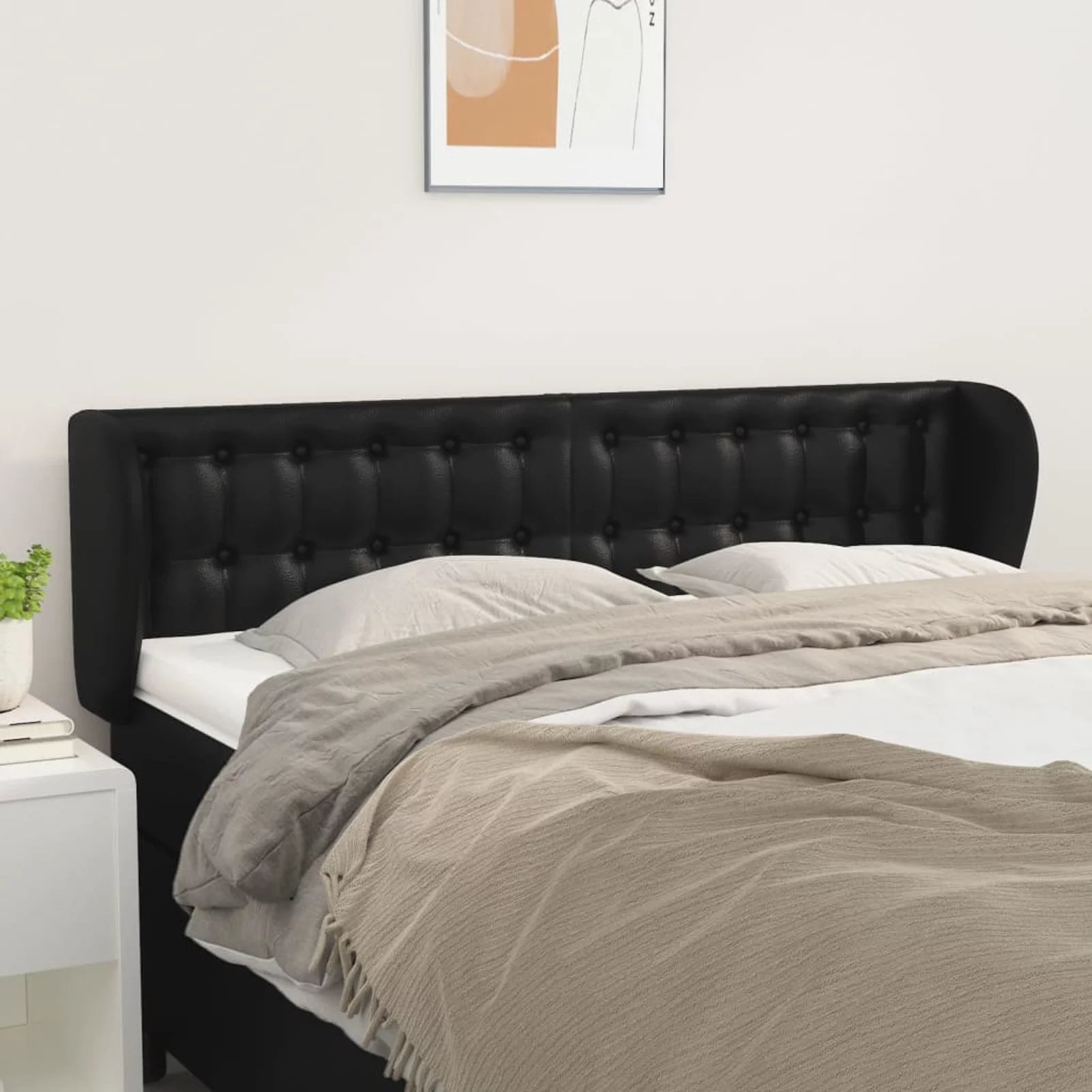 Anself Headboard with Ears Black 57.9