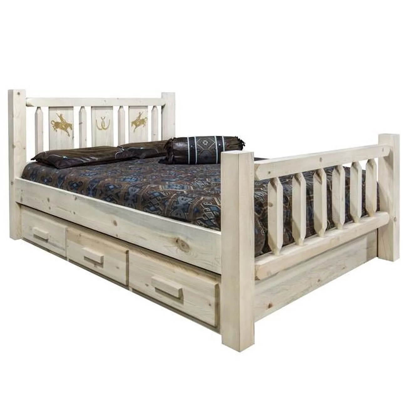 Montana Woodworks Homestead Transitional Pine Wood Twin Storage Bed in Natural